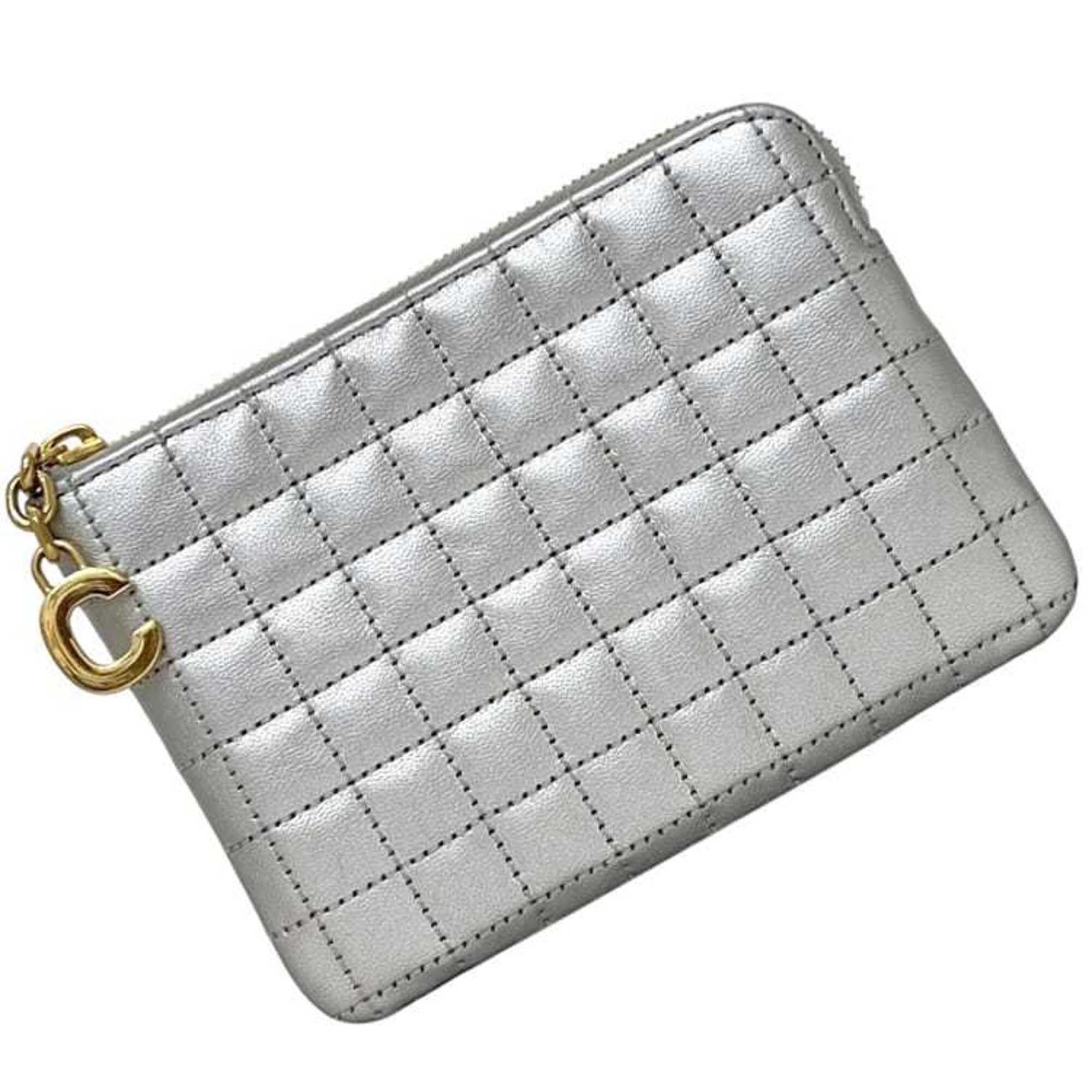 Celine Silver Leather Coin Purse/Coin Case (Pre-Owned)