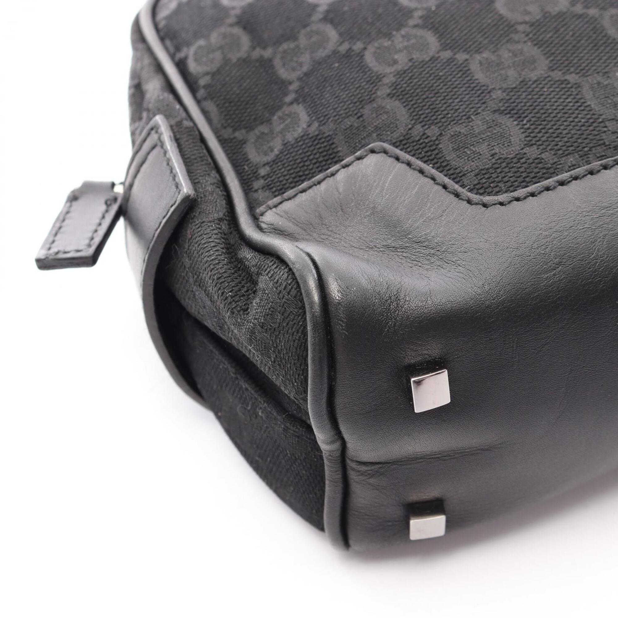 Gucci Gg Canvas Black Gg Canvas Leather Handbag (Pre-Owned)