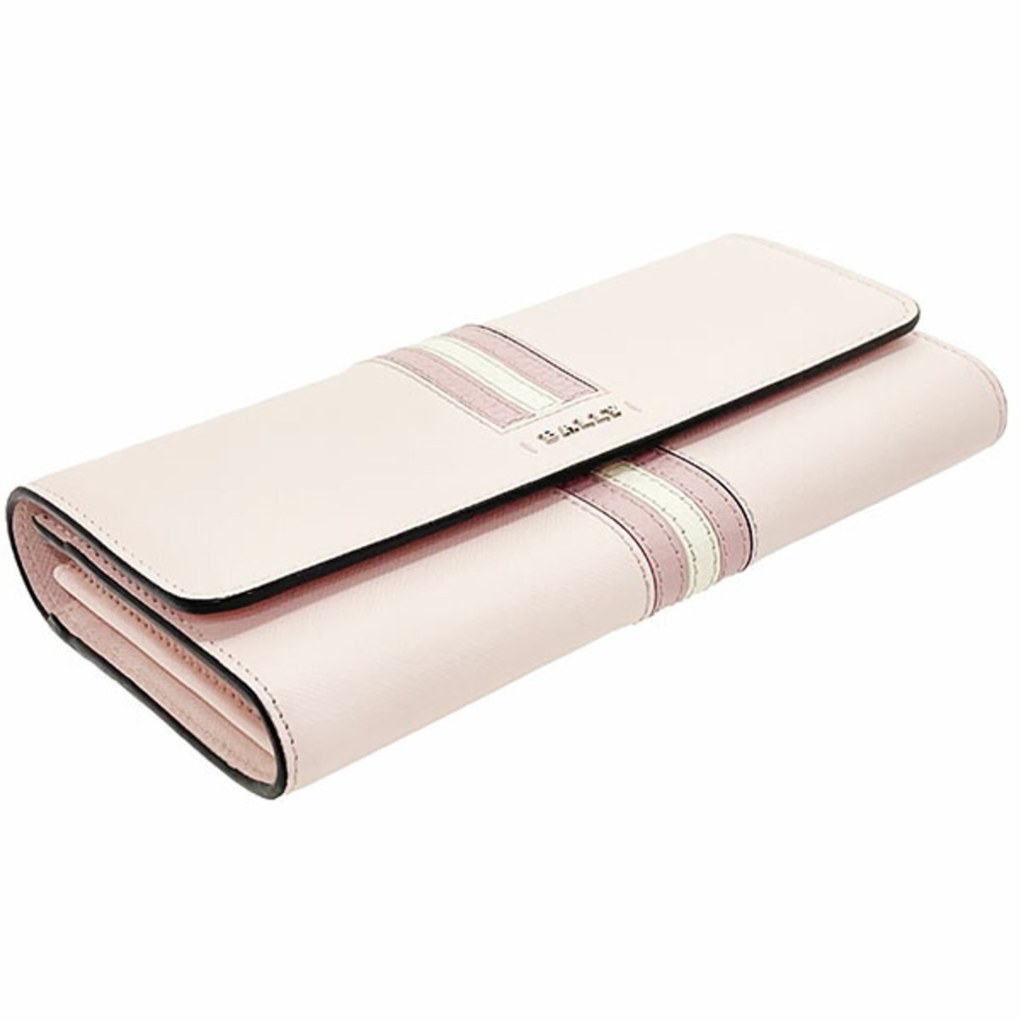 Bally Pink White Leather Long Wallet (Bi-Fold) (Pre-Owned)