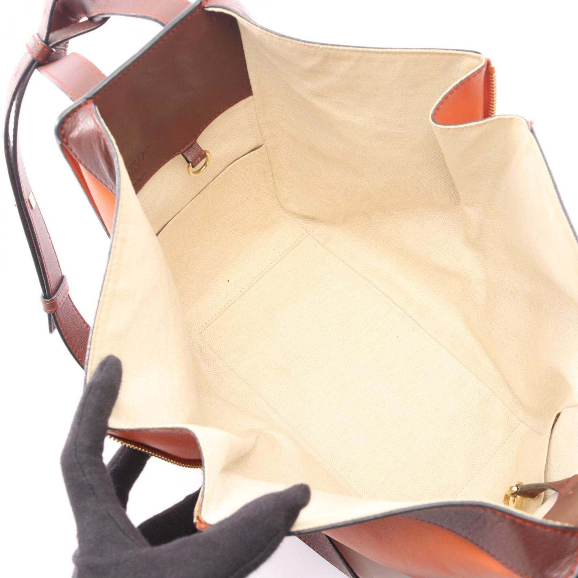 Loewe Brown Orange Red Color Leather Handbag (Pre-Owned)