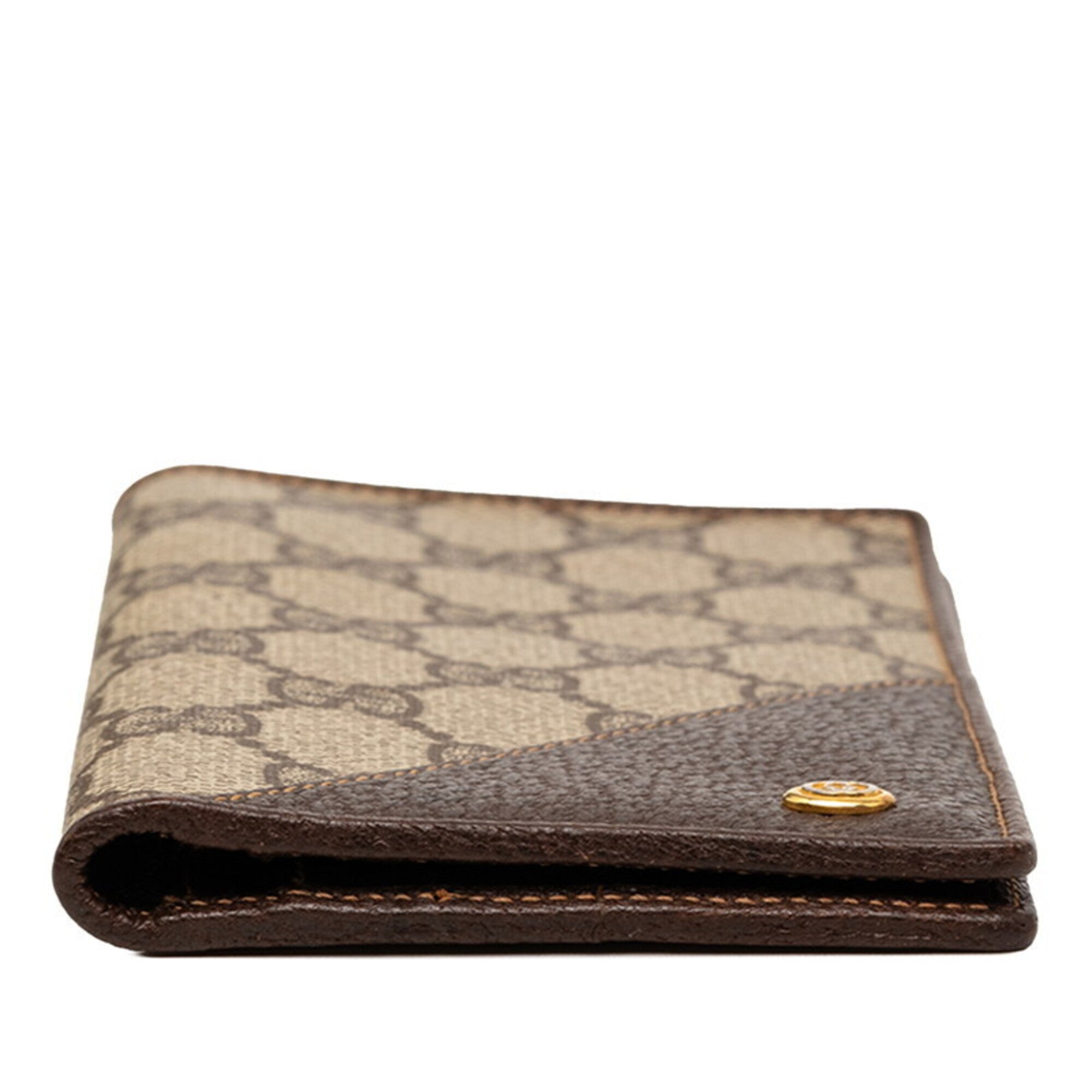 Gucci Gg Supreme Beige Brown Pvc Leather Long Bill Wallet (Bi-Fold) (Pre-Owned)