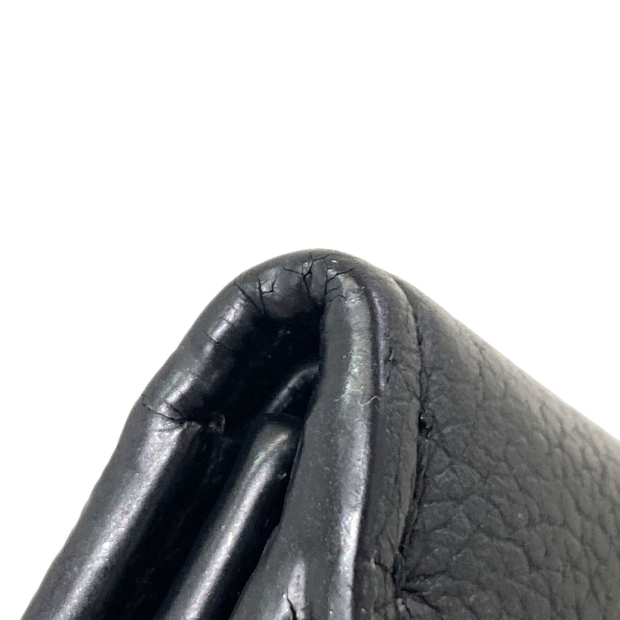 Louis Vuitton Black Leather Wallet (Tri-Fold) (Pre-Owned)