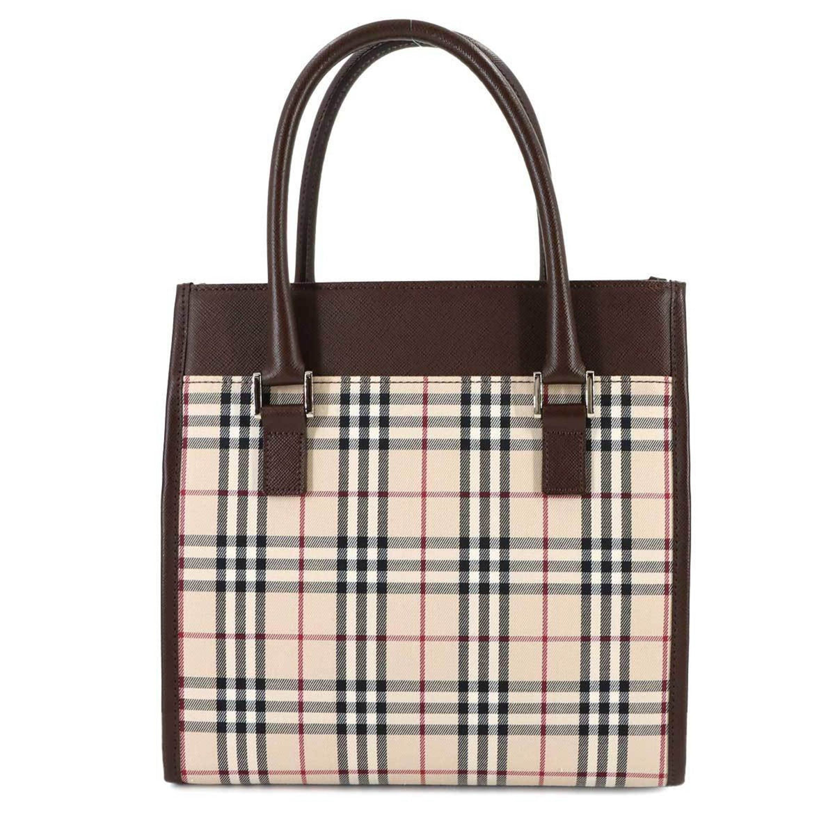 Burberry Beige Brown Canvas Leather Handbag (Pre-Owned)
