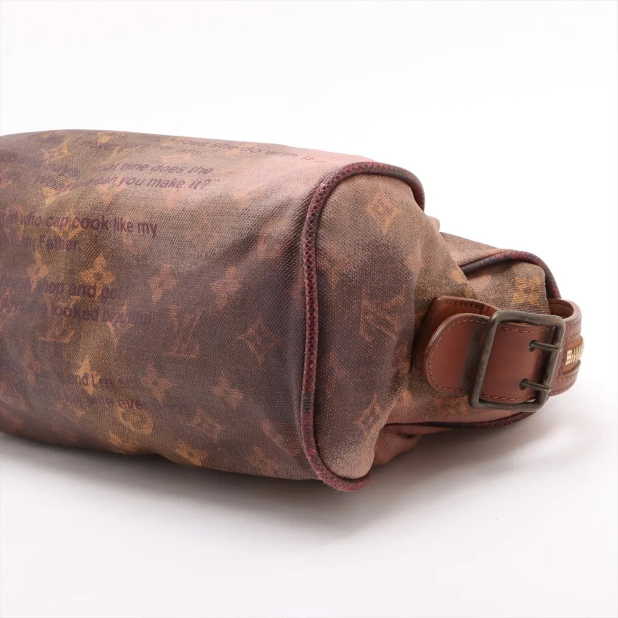 Louis Vuitton Brown Leather Coated Canvas Handbag Tote Bag (Pre-Owned)