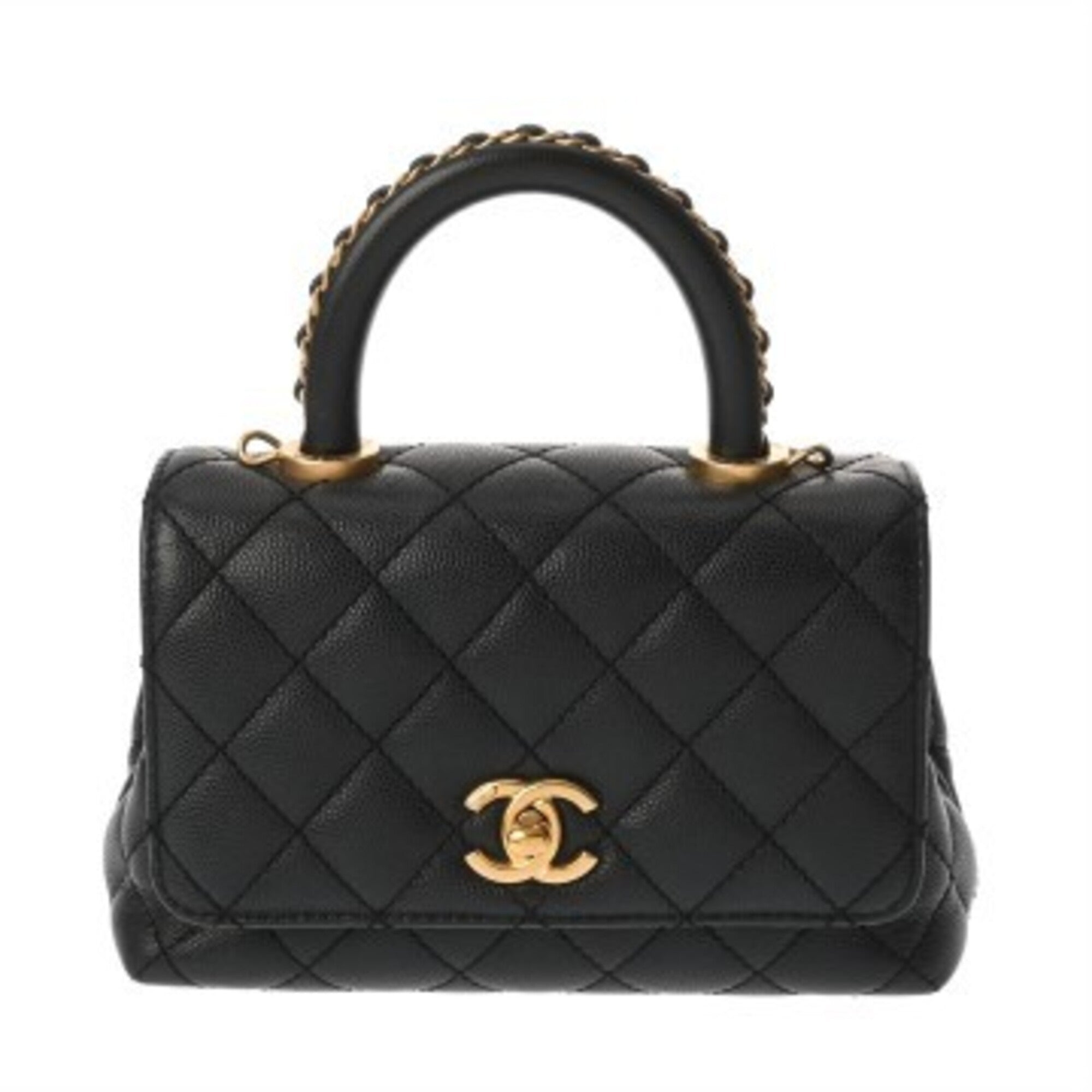 Chanel Black Grained Calfskin Handbag (Pre-Owned)