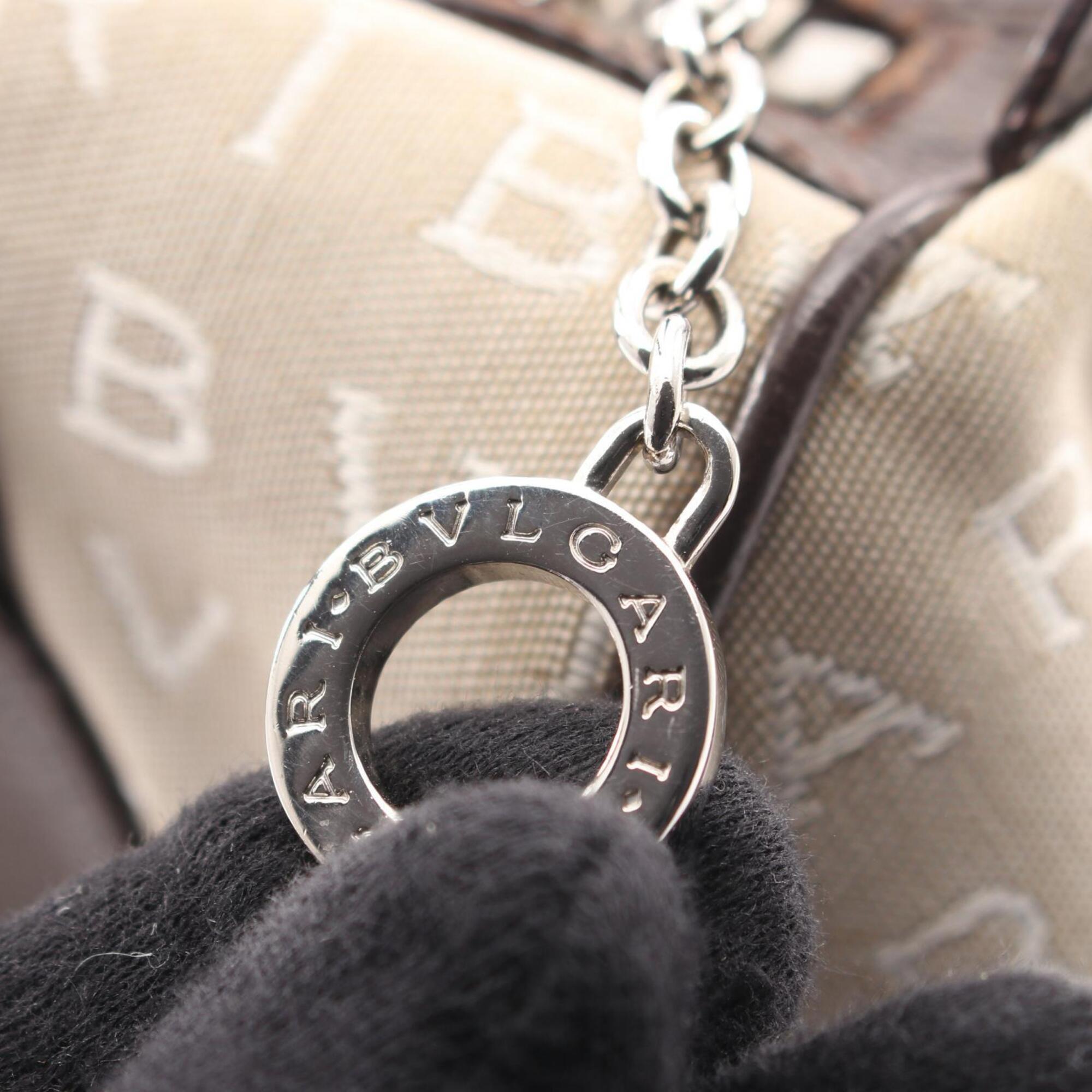 Bvlgari Beige Brown Canvas Leather Handbag (Pre-Owned)