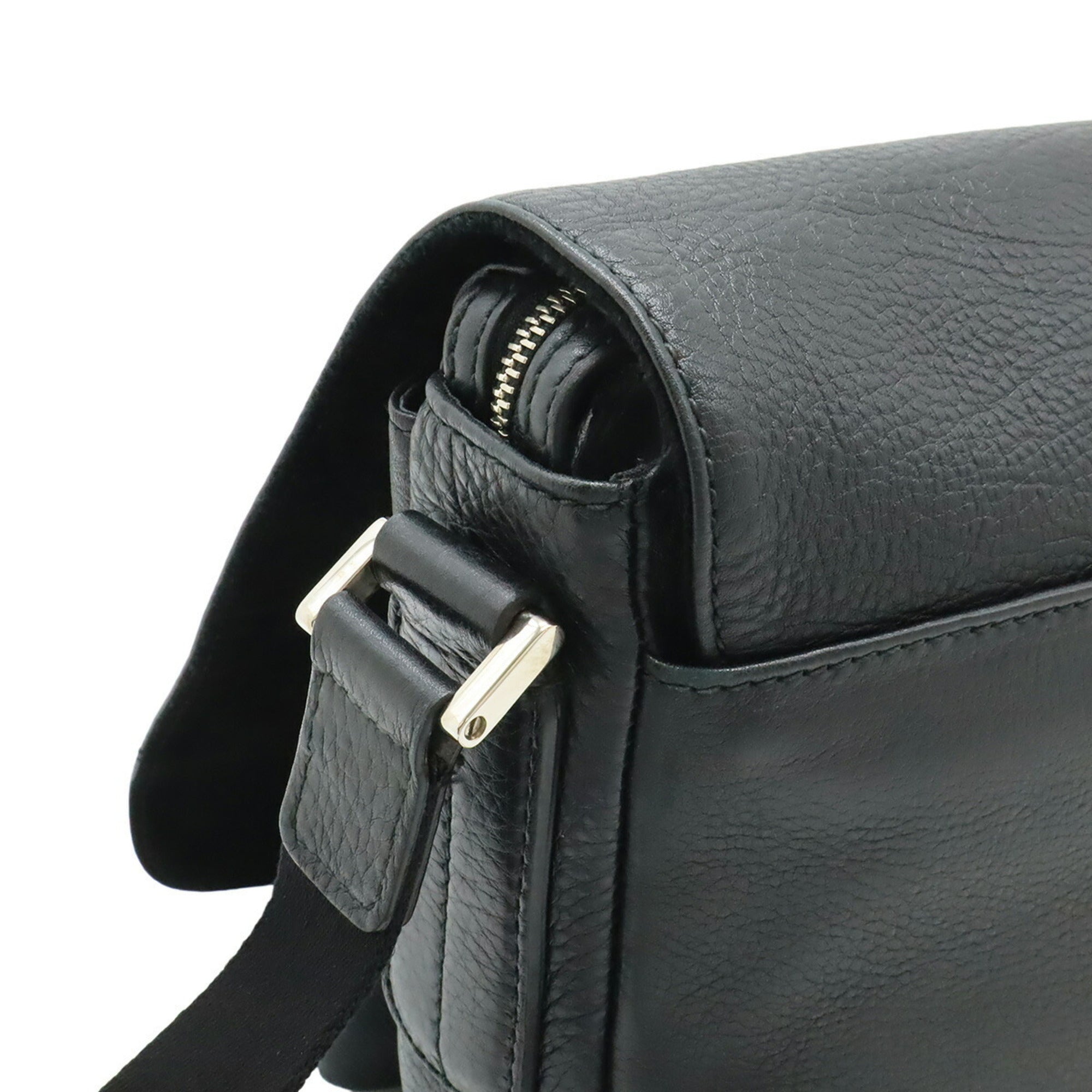Bvlgari Black Leather Canvas Handbag Shoulder Bag (Pre-Owned)