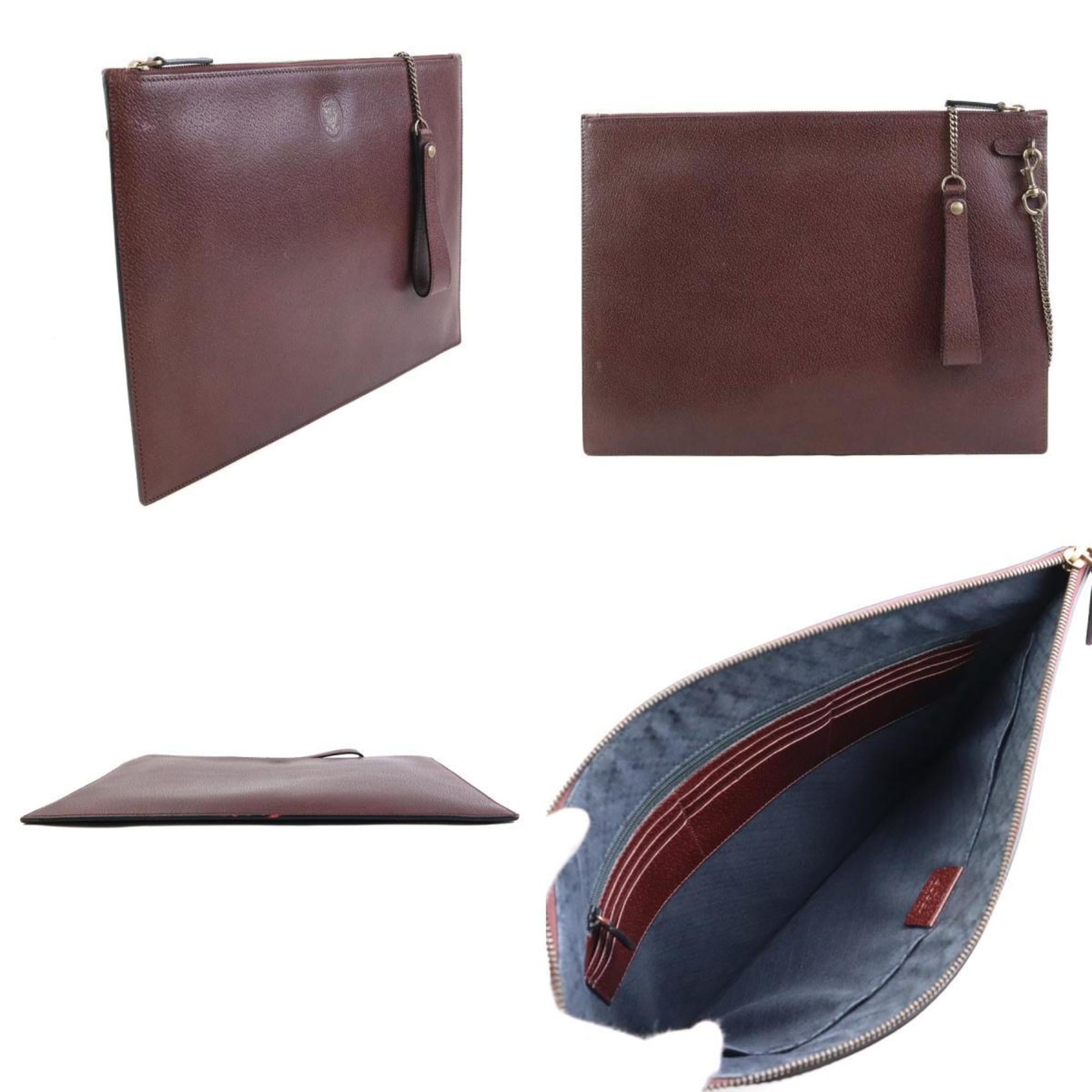 Gucci Bordeaux Leather Clutch Bag (Pre-Owned)