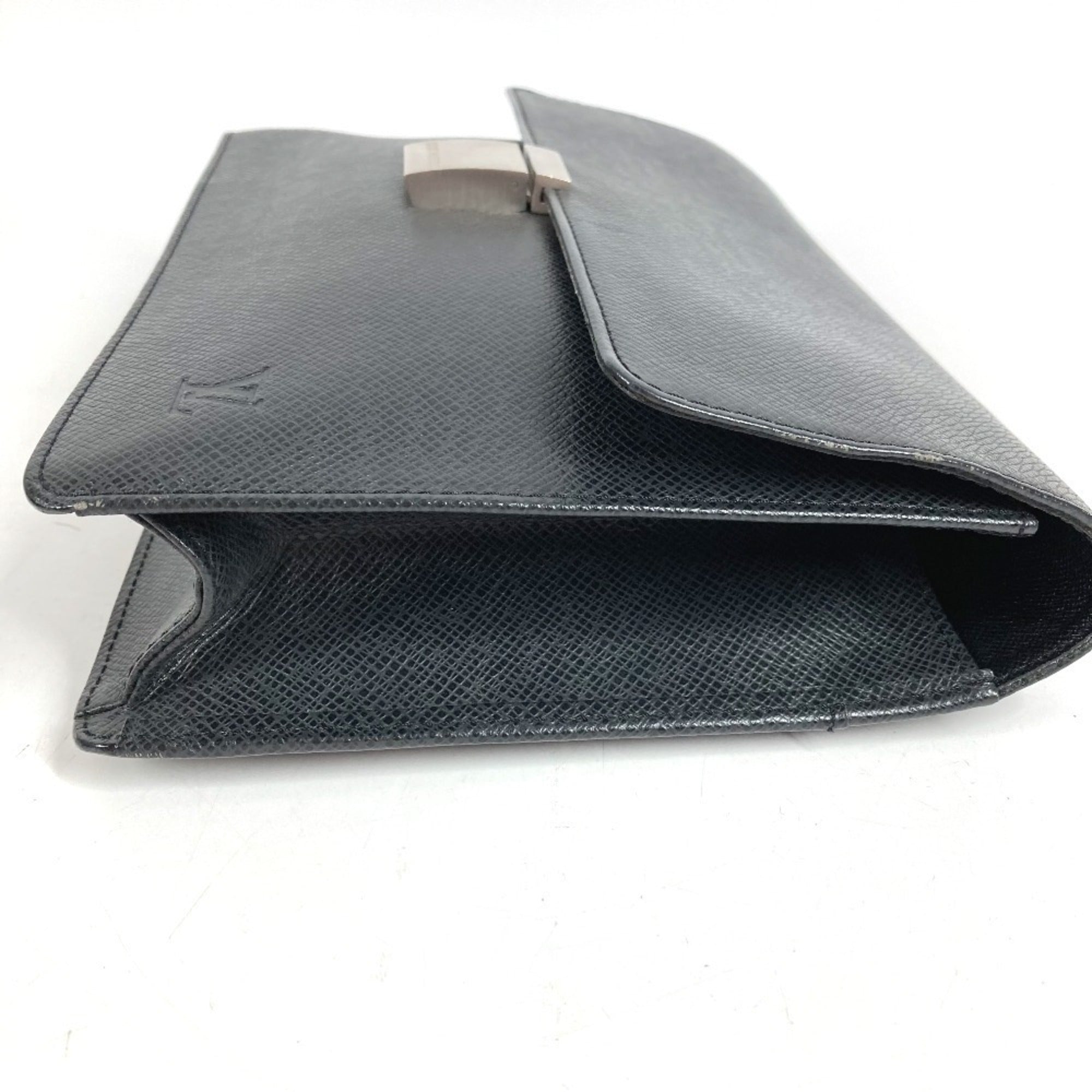Louis Vuitton Ardoise Black Taiga Leather Clutch Bag Handbag Pouch (Pre-Owned)