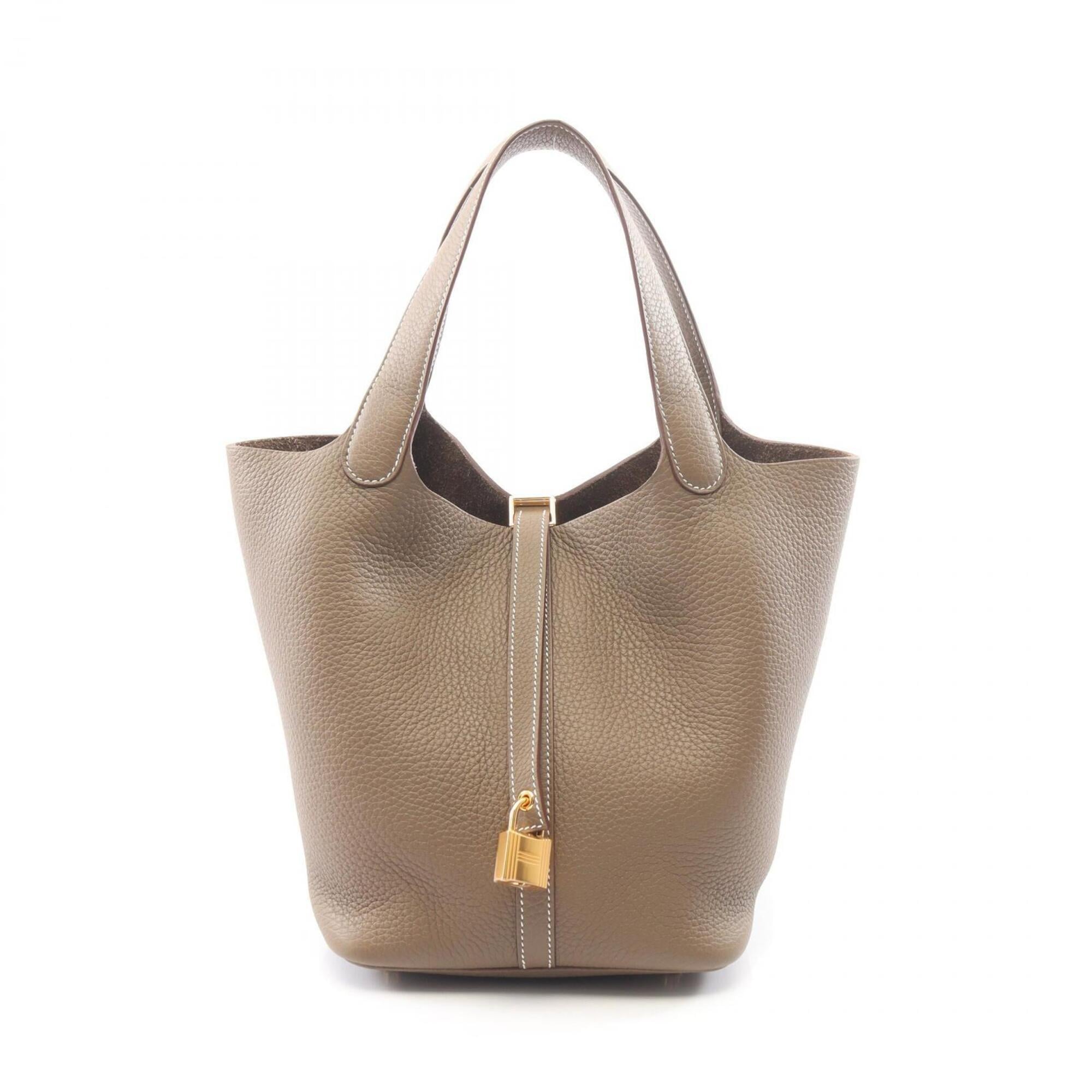 Hermes Etoupe Gray Gray Taurillon Clemence Leather Leather Handbag (Pre-Owned)