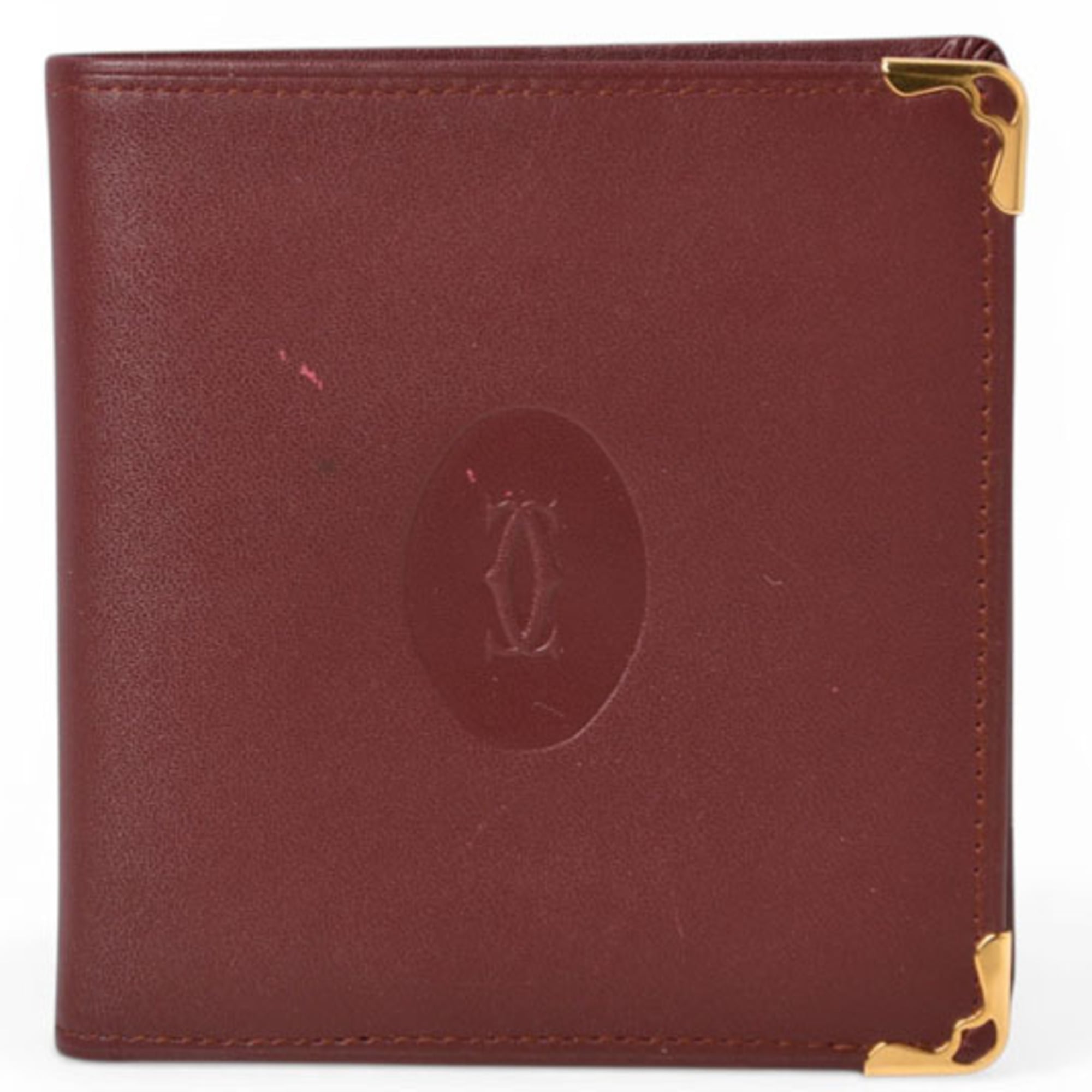 Cartier Bordeaux Leather Wallet (Bi-Fold) (Pre-Owned)