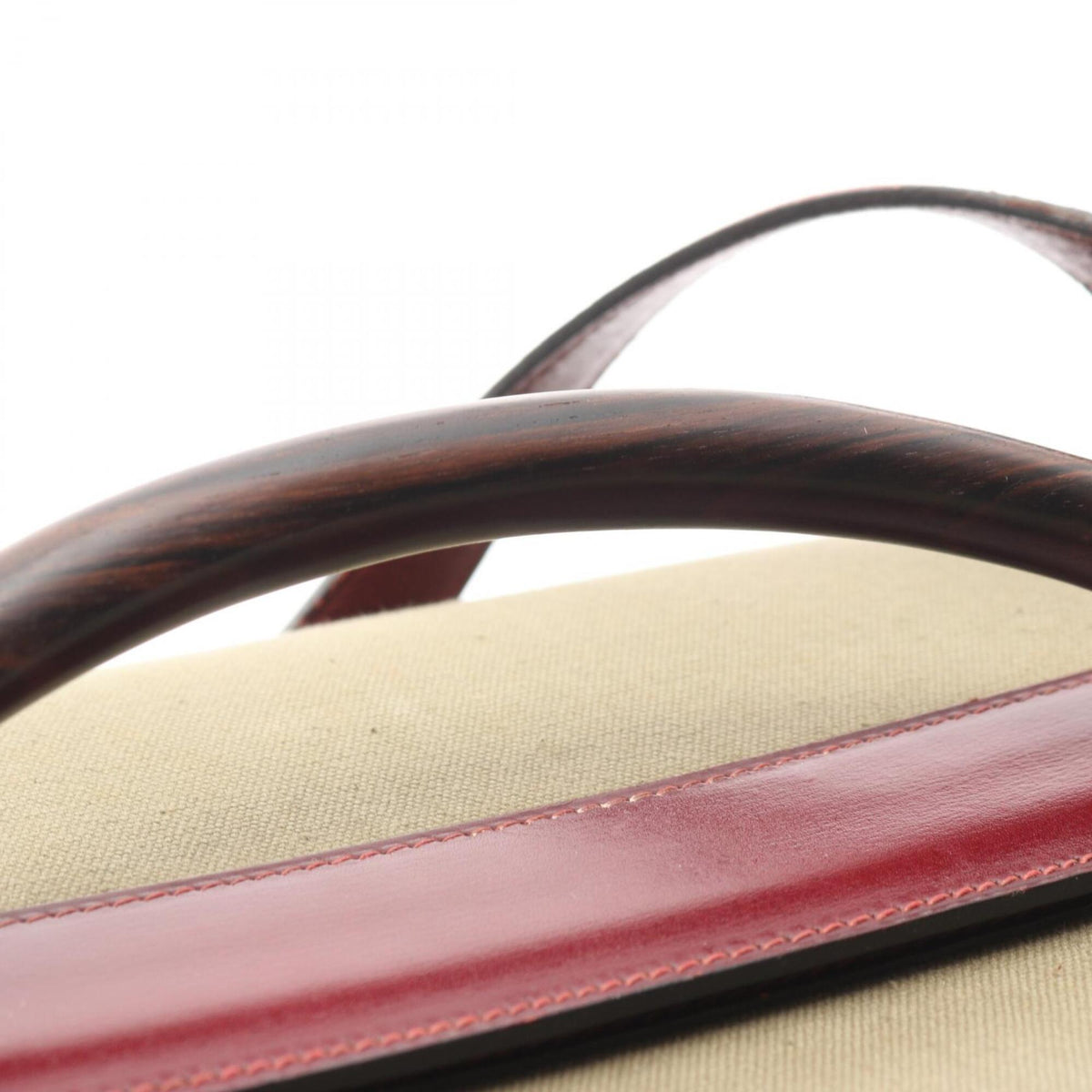 Hermes Beige Bordeaux Rouge H Toile Officier Handbag Shoulder Bag (Pre-Owned)