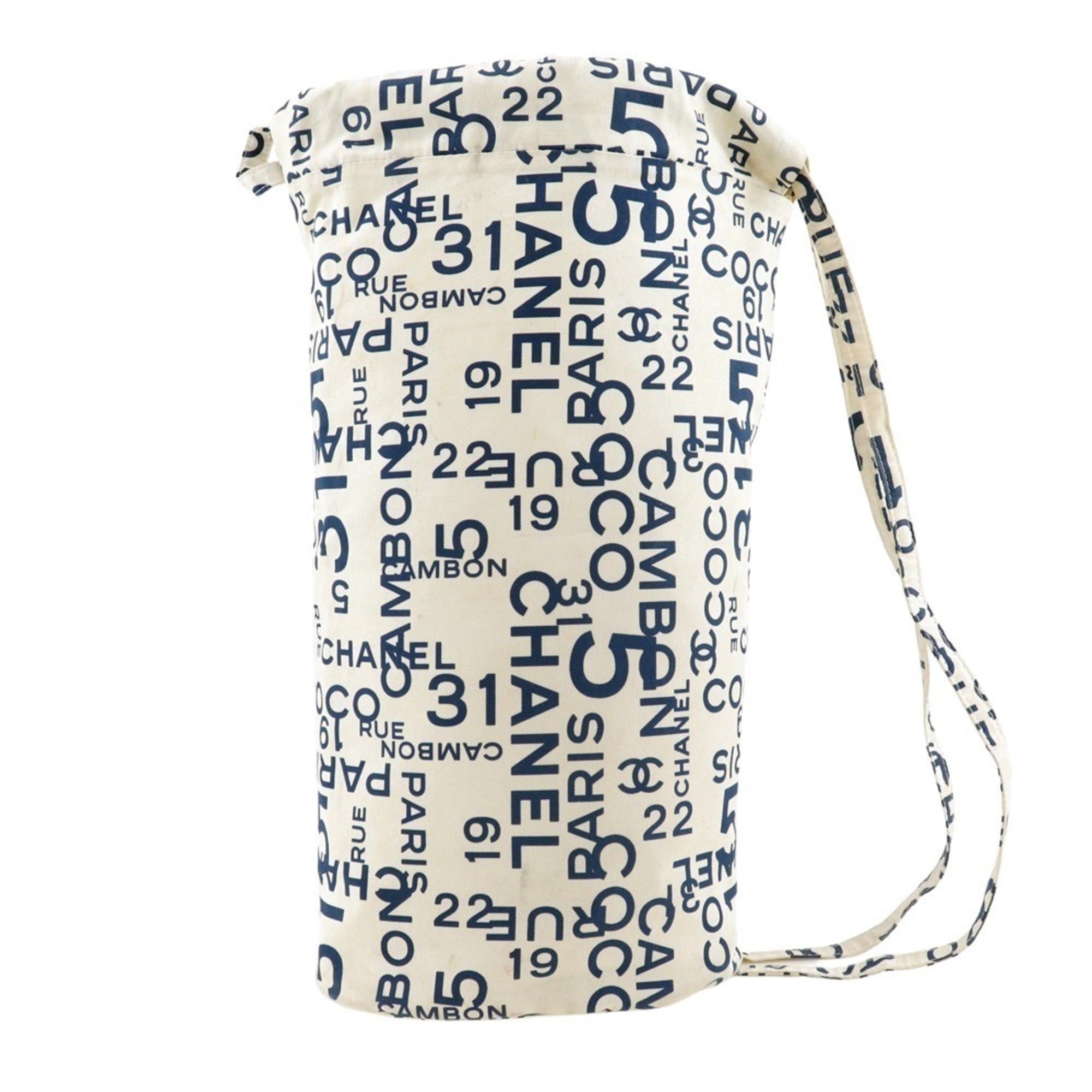 Chanel White Cotton Beach Bag Shoulder Bag (Pre-Owned)