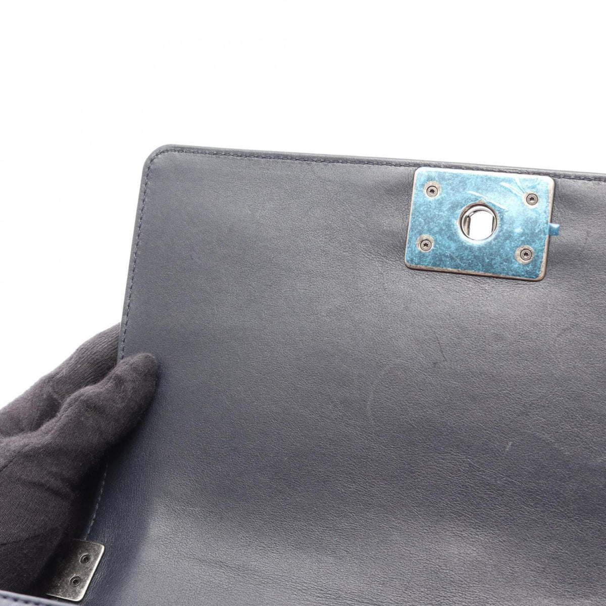 Chanel Green Navy Leather Handbag Shoulder Bag (Pre-Owned)