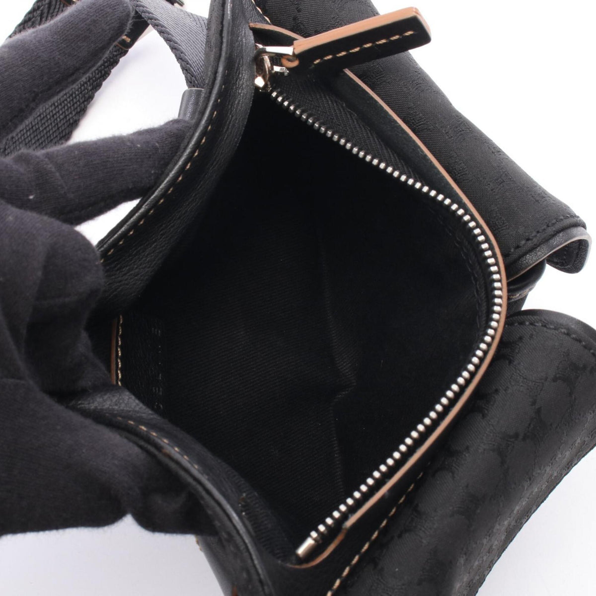 Celine Black Brown Canvas Leather Fanny Pack Handbag (Pre-Owned)