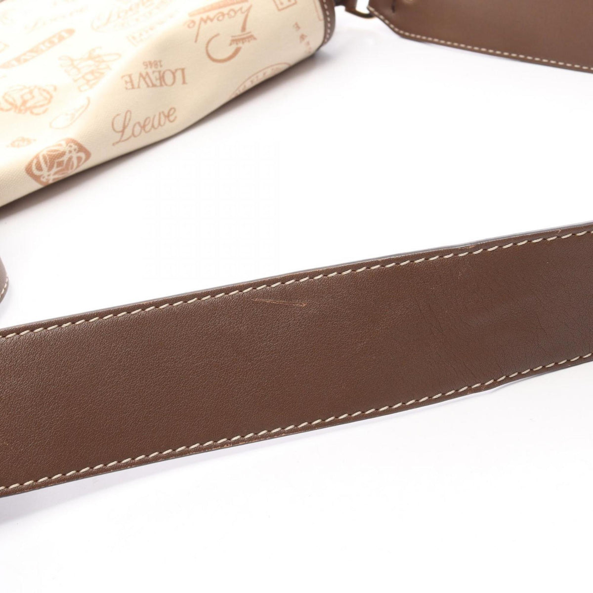 Loewe Brown Ivory Canvas Suede Leather Shoulder Bag (Pre-Owned)