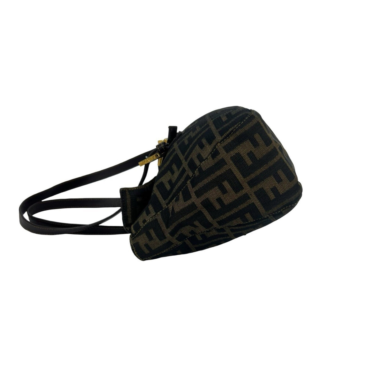 Fendi Black Brown Canvas Leather Handbag Tote Bag (Pre-Owned)