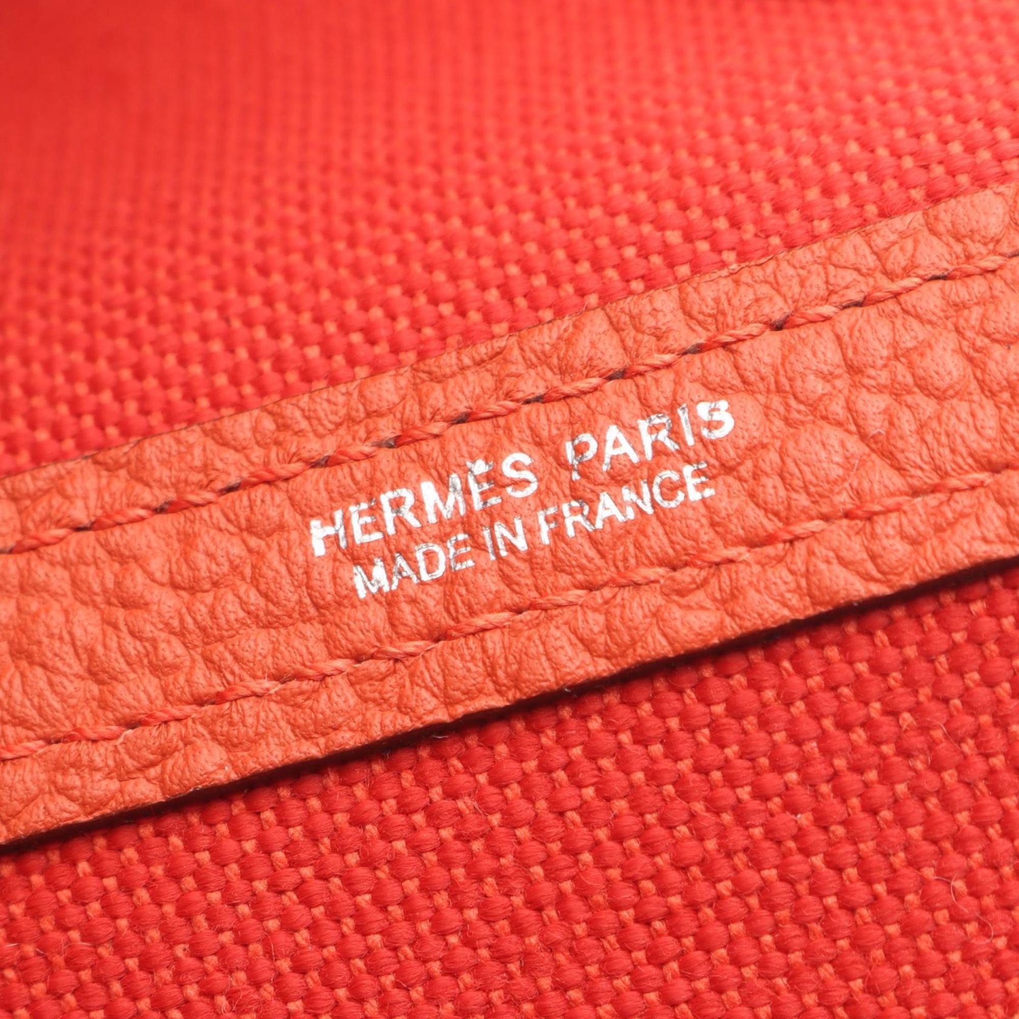 Hermes Red Color Canvas Handbag Tote Bag (Pre-Owned)
