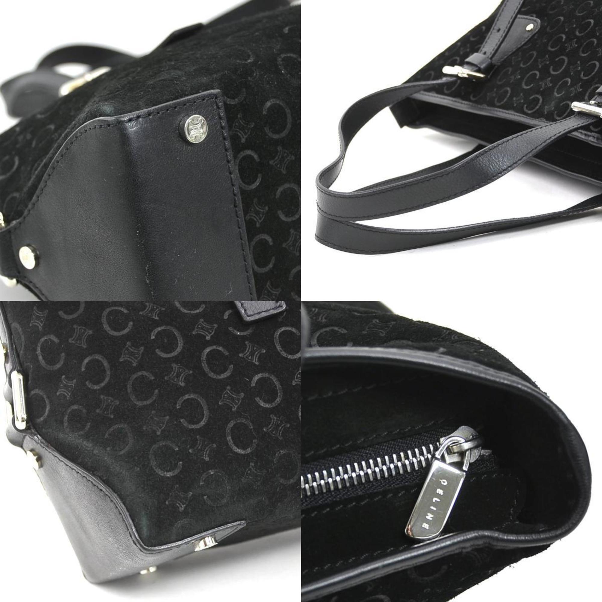 Celine Black Suede Leather Handbag Tote Bag (Pre-Owned)