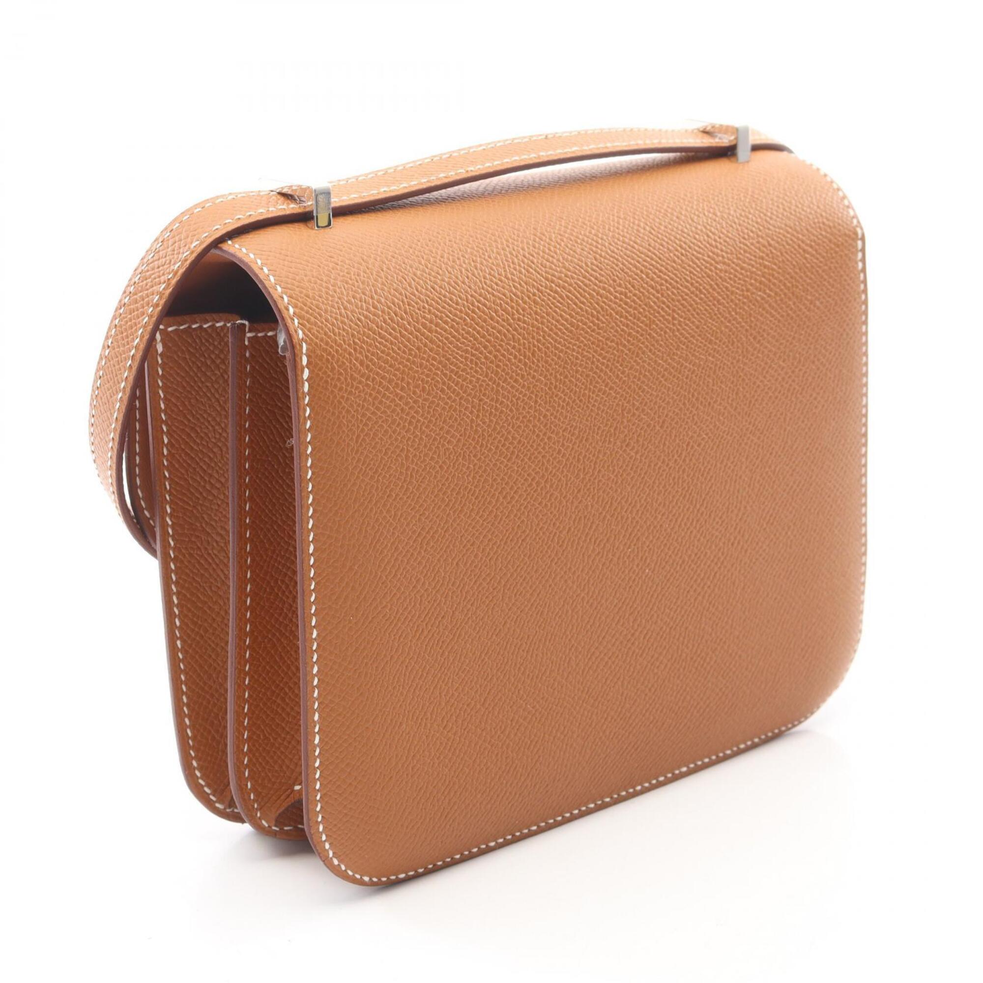 Hermes Brown Gold Epsom Leather Leather Handbag Shoulder Bag (Pre-Owned)