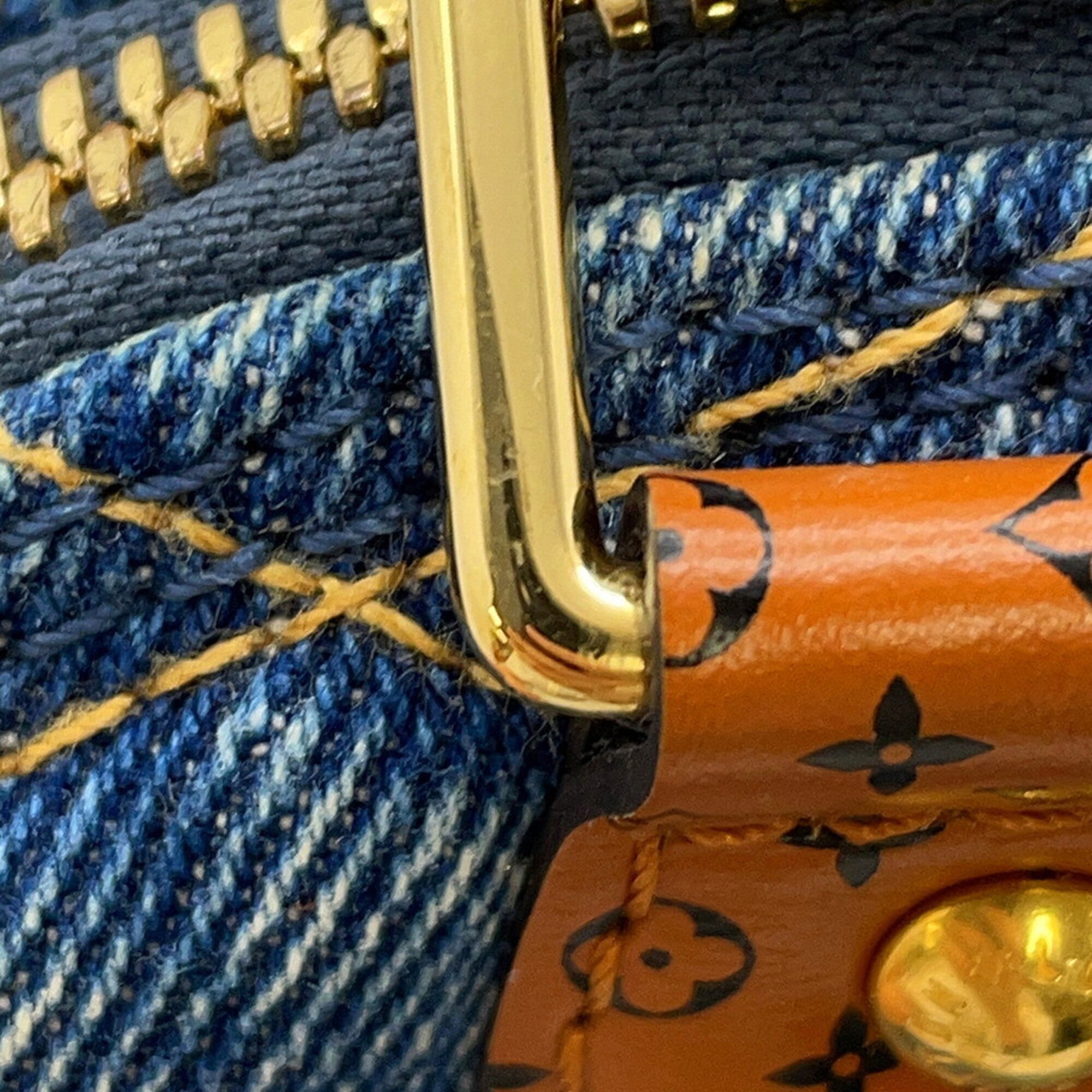 Louis Vuitton Blue Brown Denim Handbag (Pre-Owned)