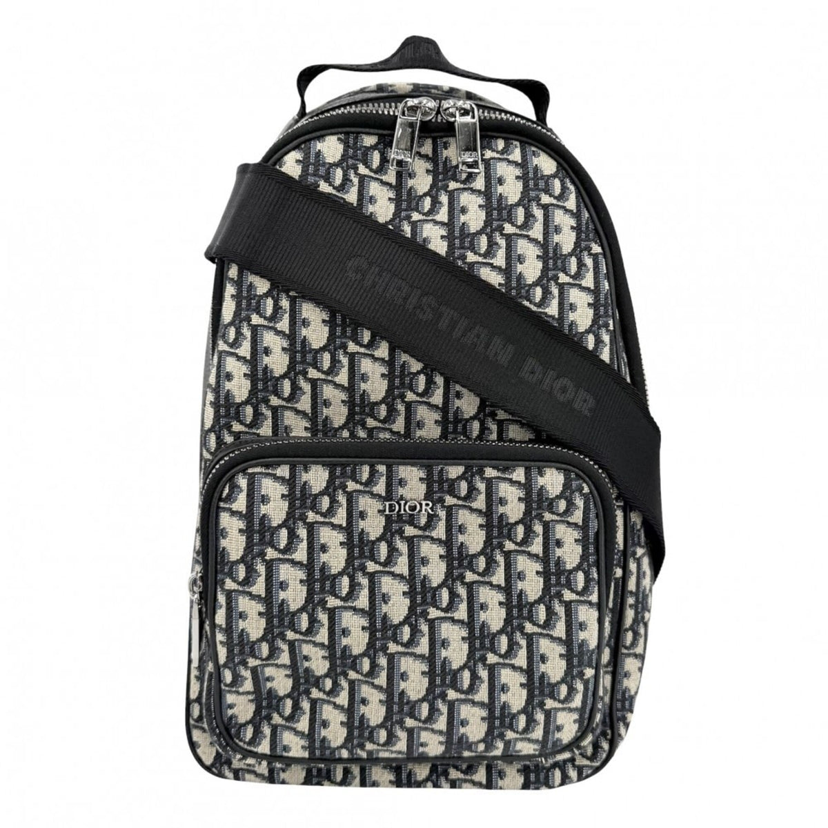 Dior Homme Beige Black Navy Jacquard Crossbody Bag Shoulder Bag (Pre-Owned)
