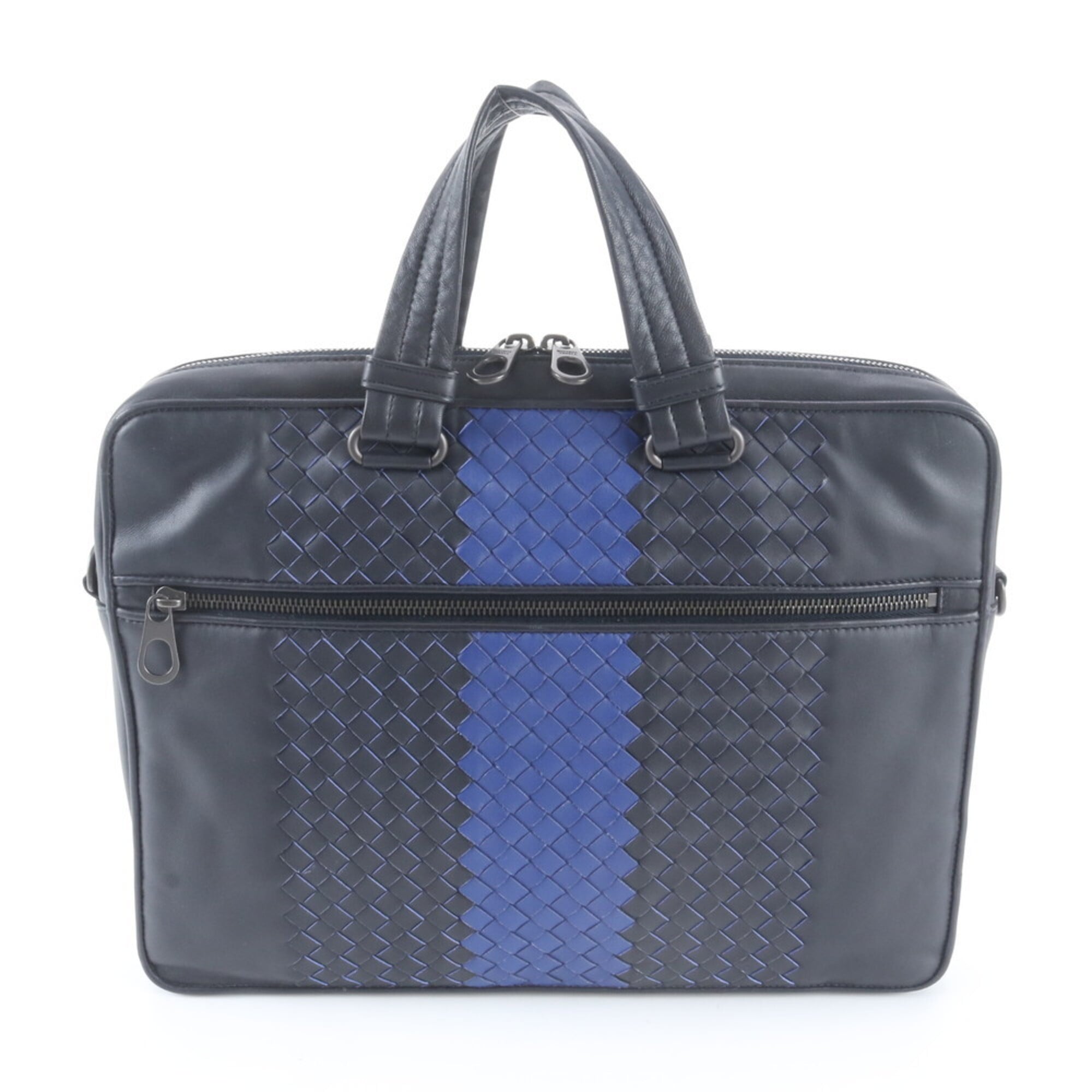 Bottega Veneta Blue Navy Leather Briefcase (Pre-Owned)