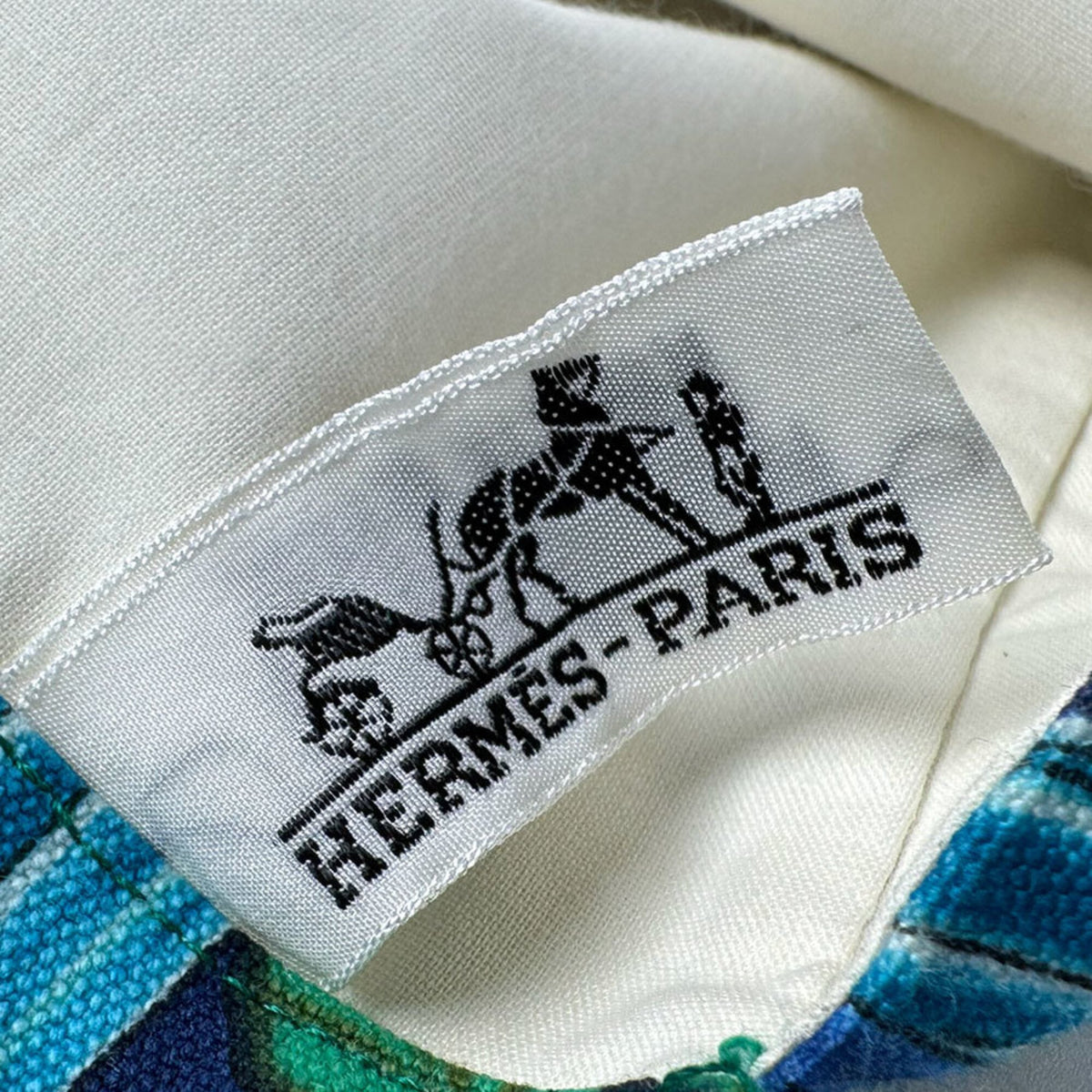 Hermes Blue Green Canvas Tote Bag (Pre-Owned)
