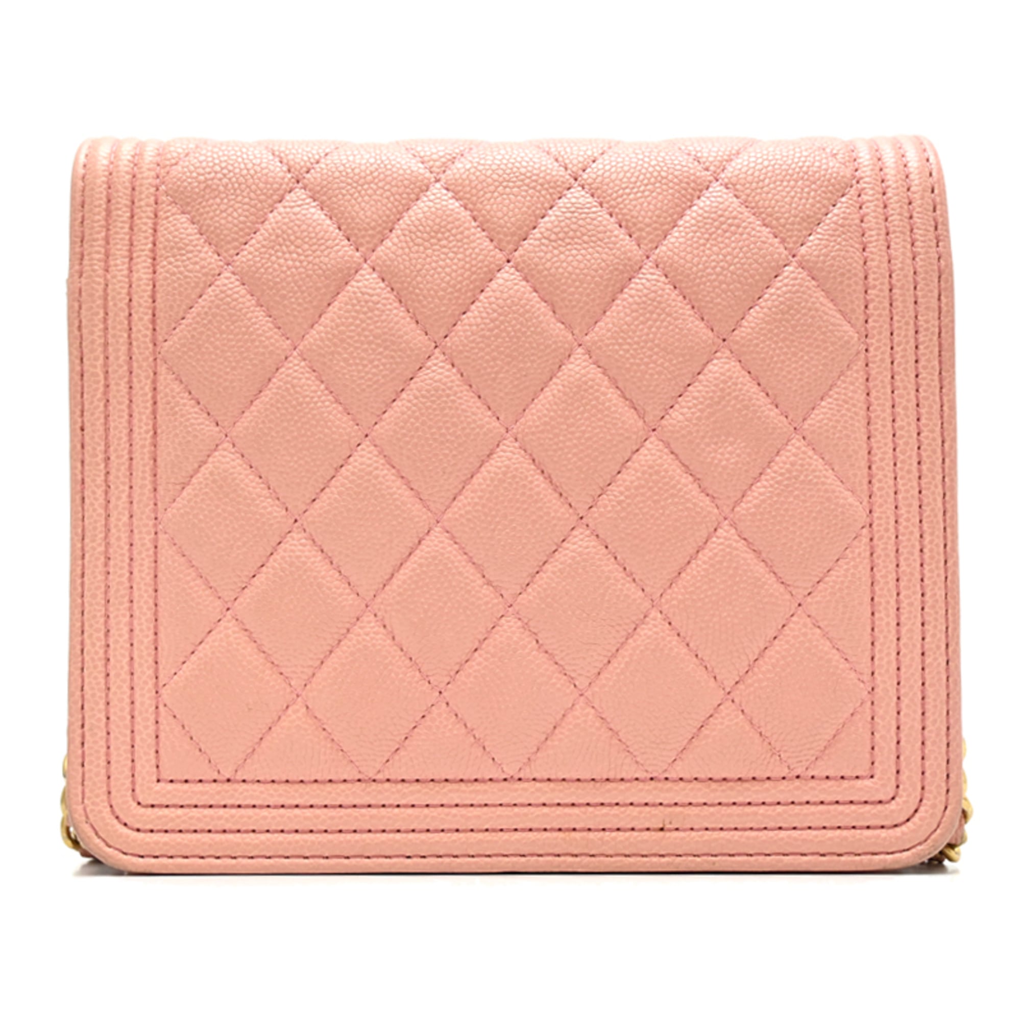 Chanel Pink Grained Calfskin Chain/Shoulder Wallet (Pre-Owned)