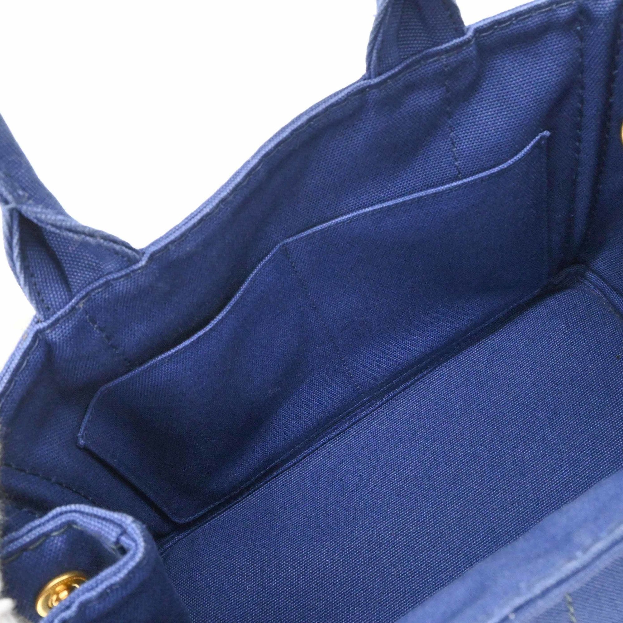 Prada Canapa Blue Canapa Handbag Tote Bag (Pre-Owned)