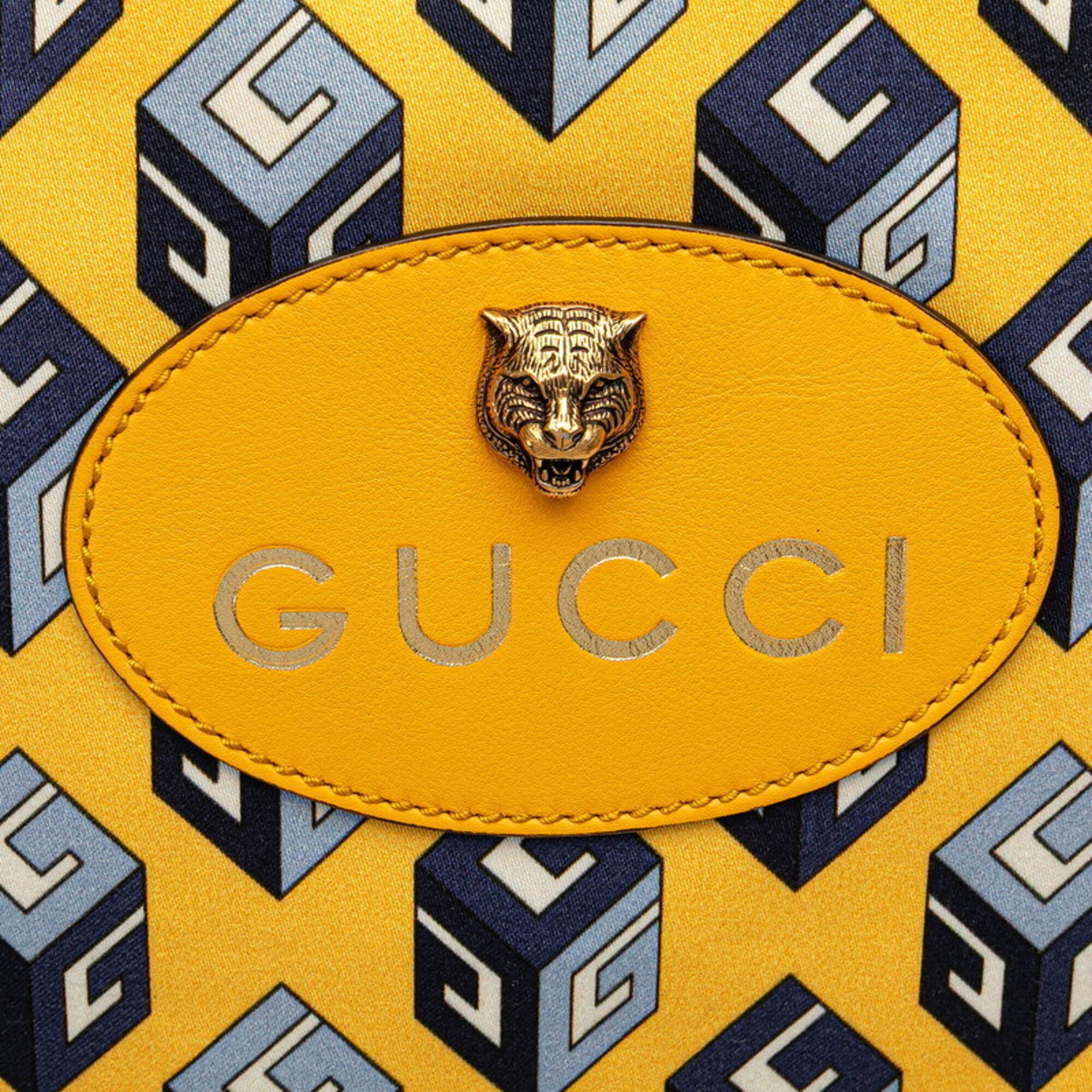 Gucci Blue Yellow Nylon Leather Backpack (Pre-Owned)