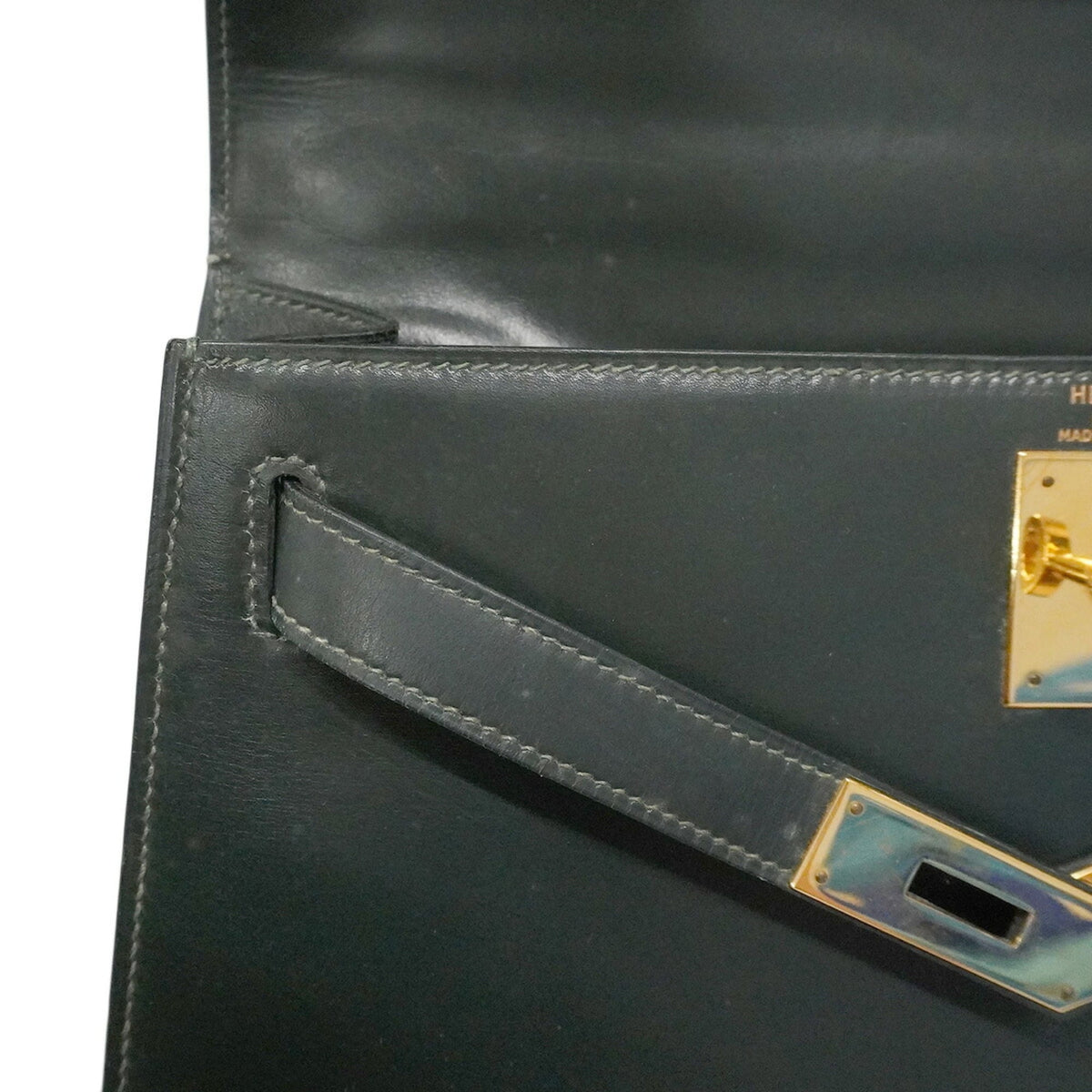 Hermes Green Box Calf Leather Handbag (Pre-Owned)