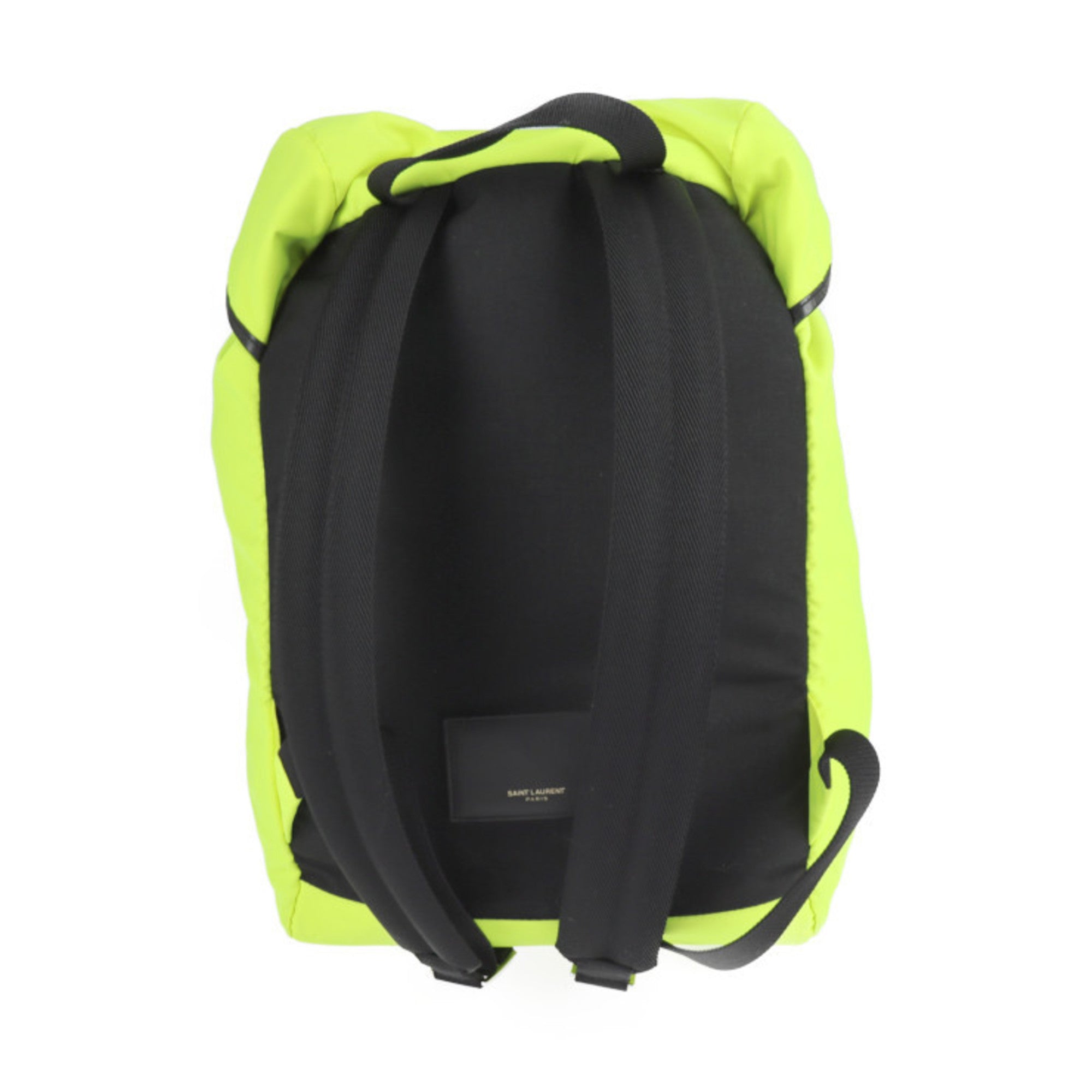 Yves Saint Laurent Black Yellow Nylon Canvas Leather Backpack (Pre-Owned)