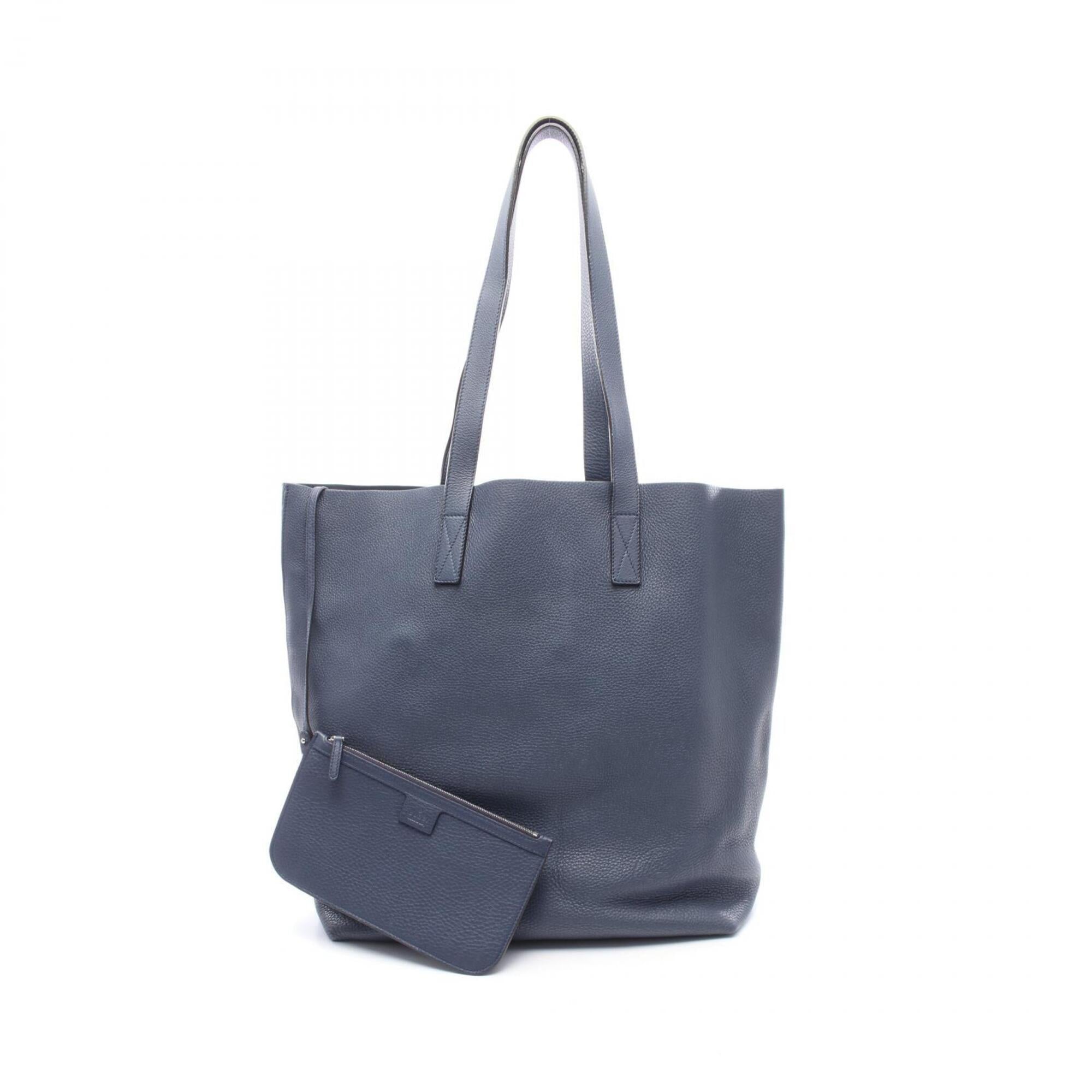 Gucci Navy Leather Handbag Tote Bag (Pre-Owned)