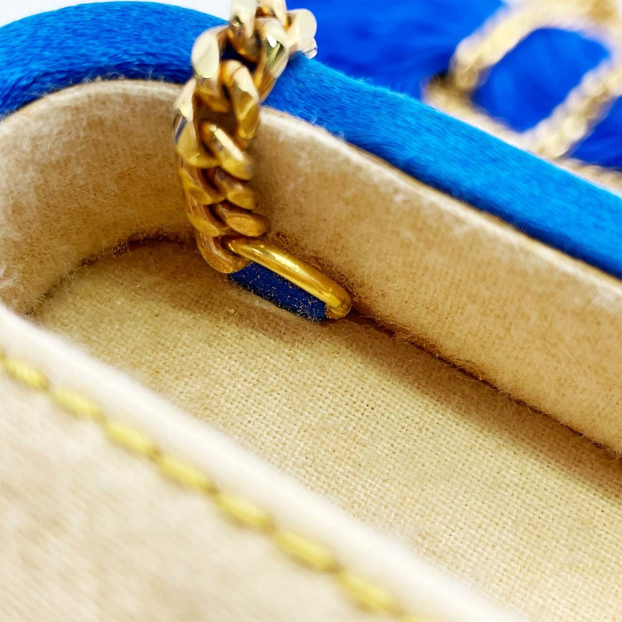 Loewe Blue Satin Clutch Bag Shoulder Bag (Pre-Owned)