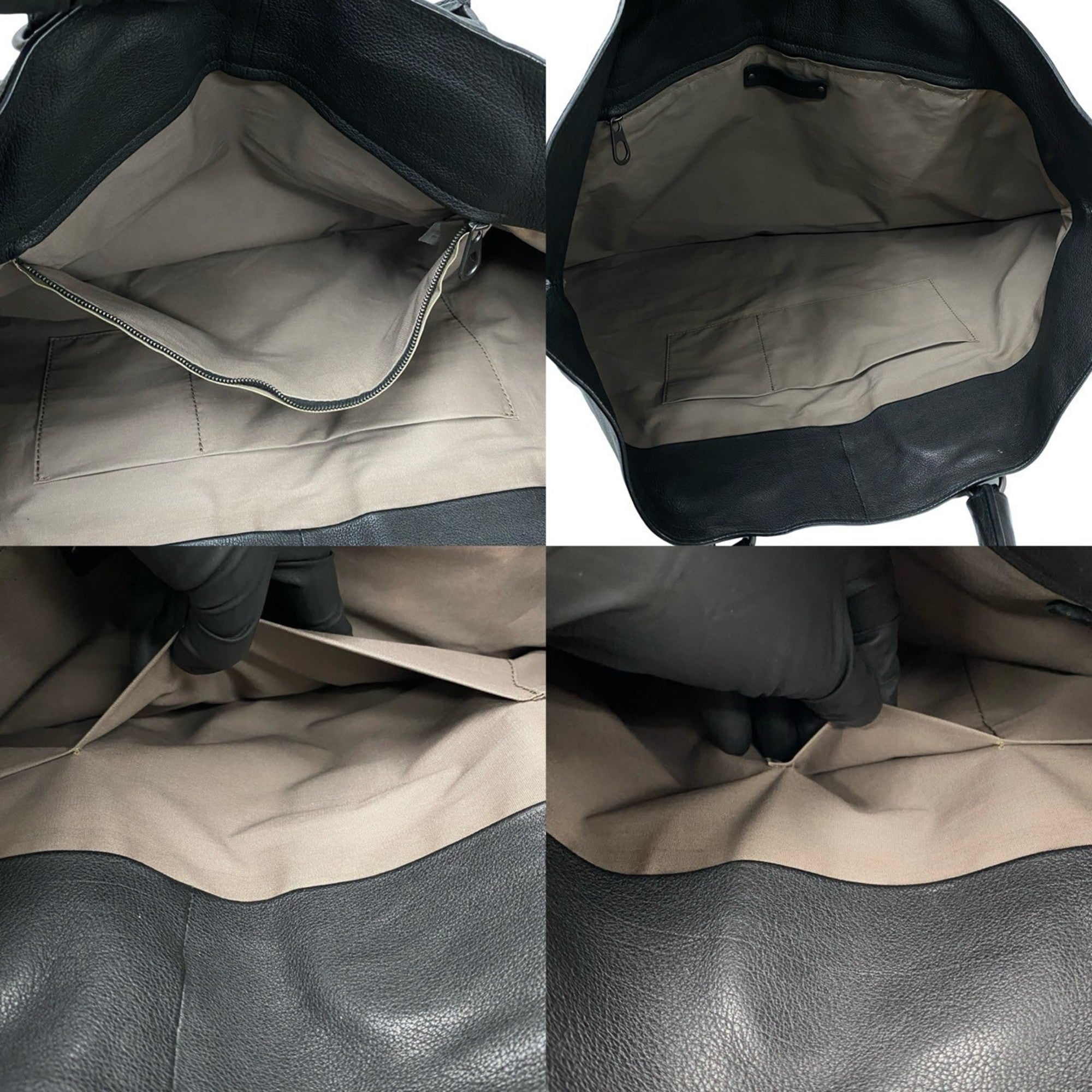 Bottega Veneta Black Leather Handbag Tote Bag (Pre-Owned)