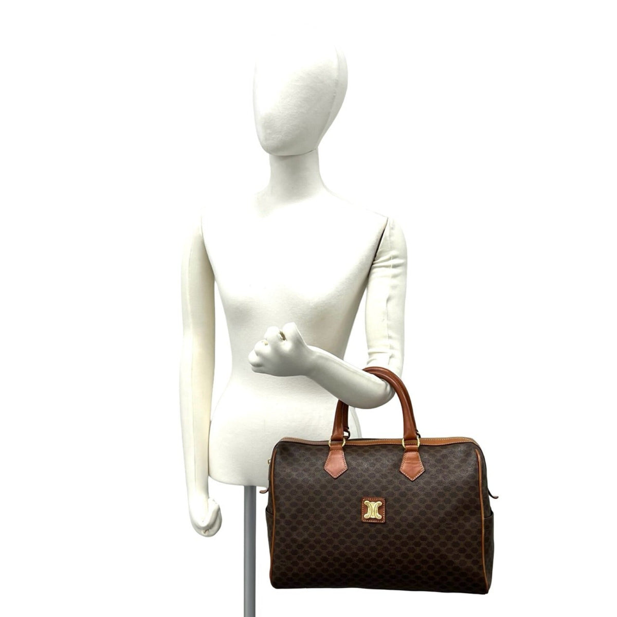 Celine Brown Leather Pvc Boston Bag Handbag (Pre-Owned)