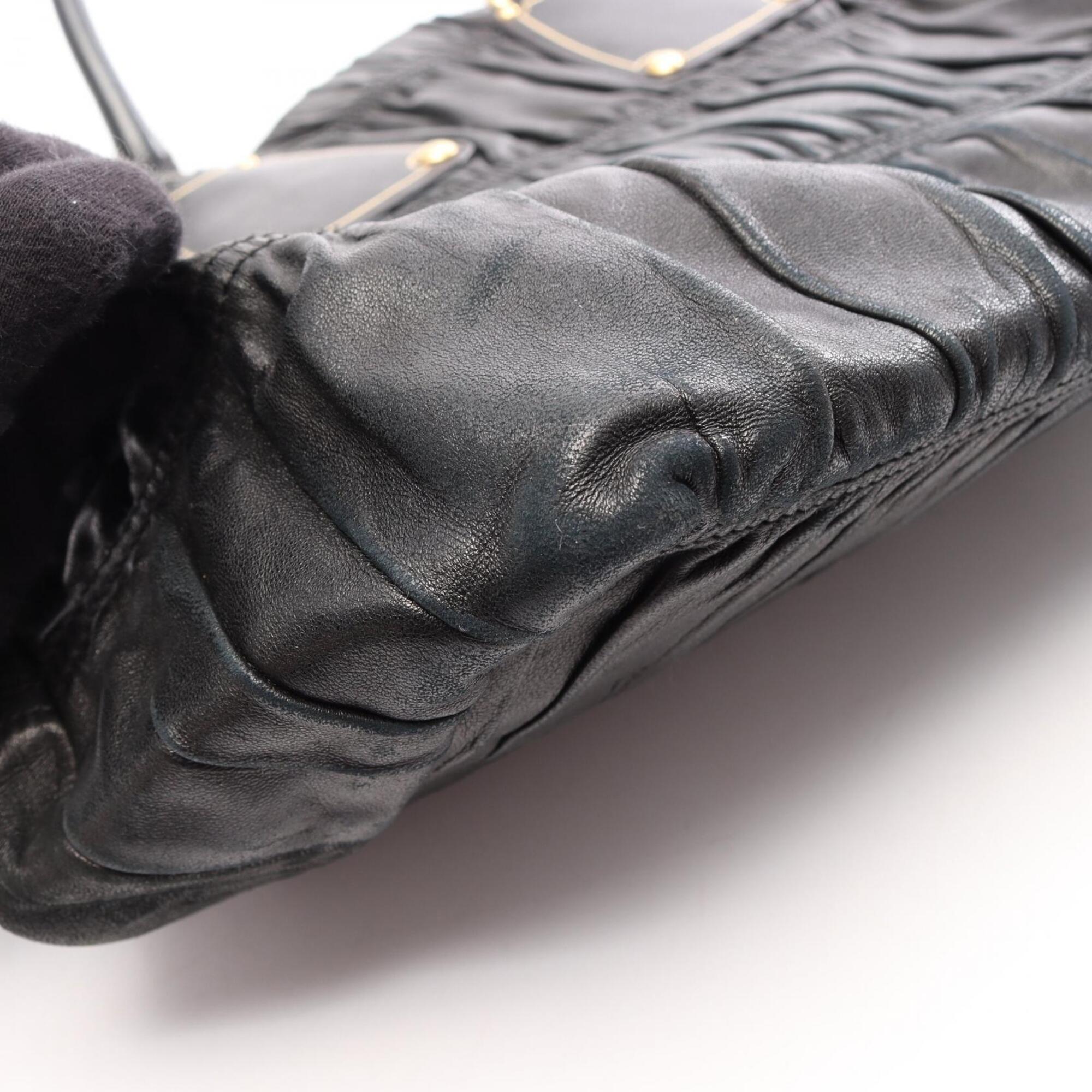 Prada Black Leather Handbag Tote Bag (Pre-Owned)