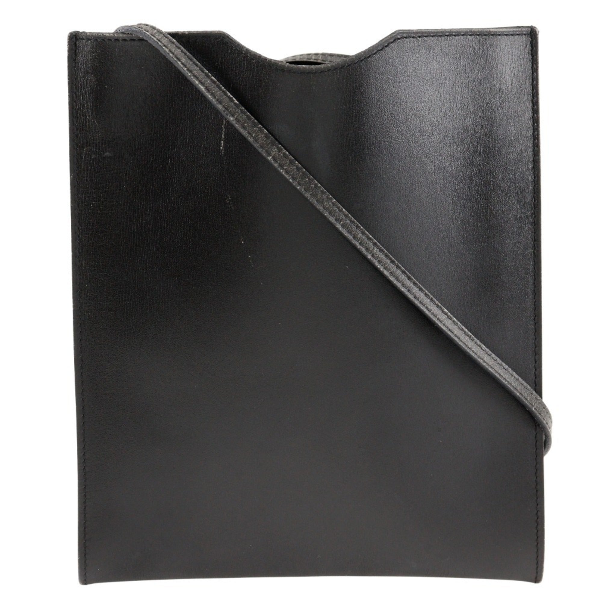 Hermes Black Leather Pochette Shoulder Bag (Pre-Owned)