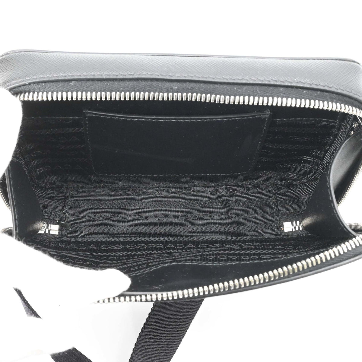 Prada Saffiano Black Leather Shoulder Bag (Pre-Owned)
