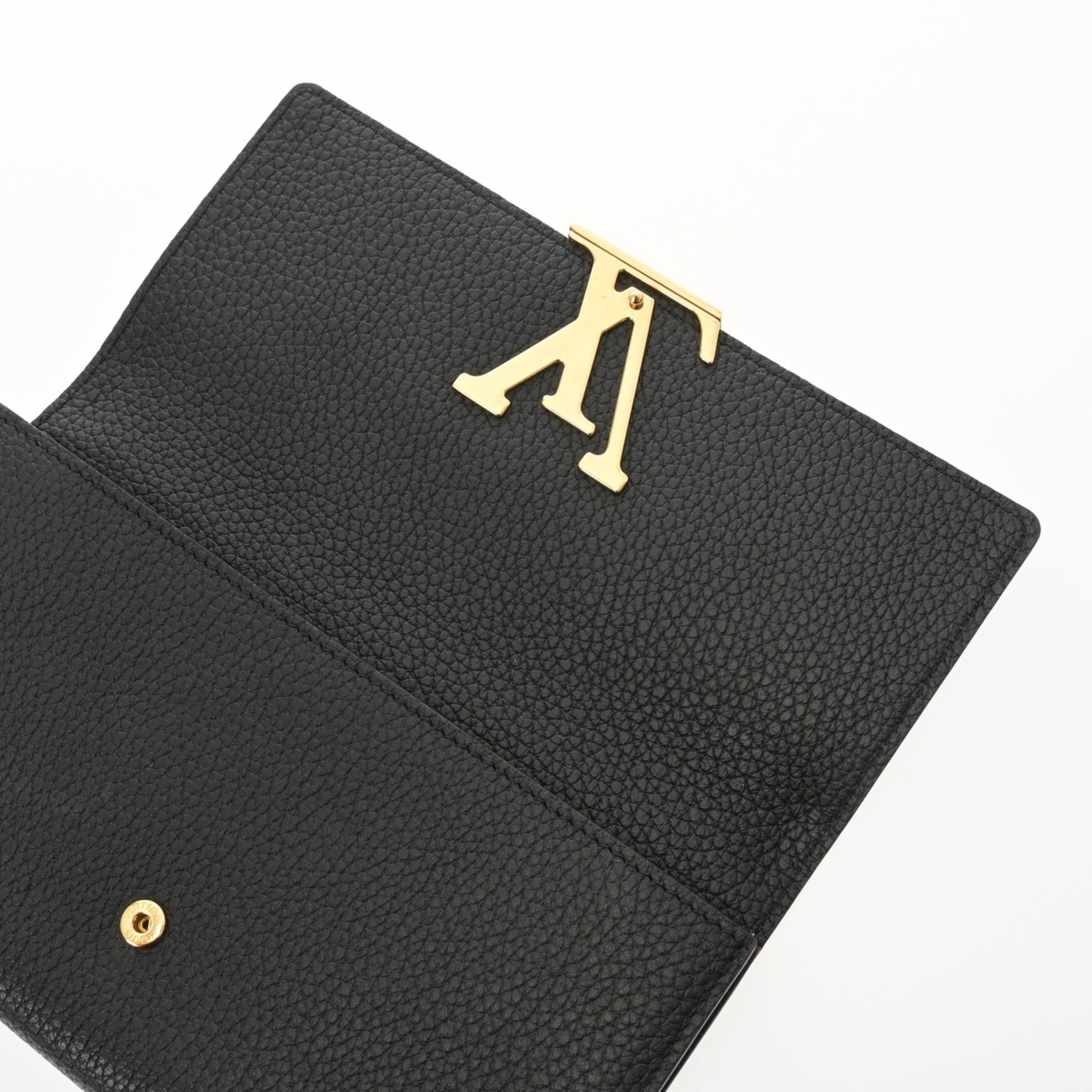 Louis Vuitton Noir Leather Long Wallet (Bi-Fold) (Pre-Owned)