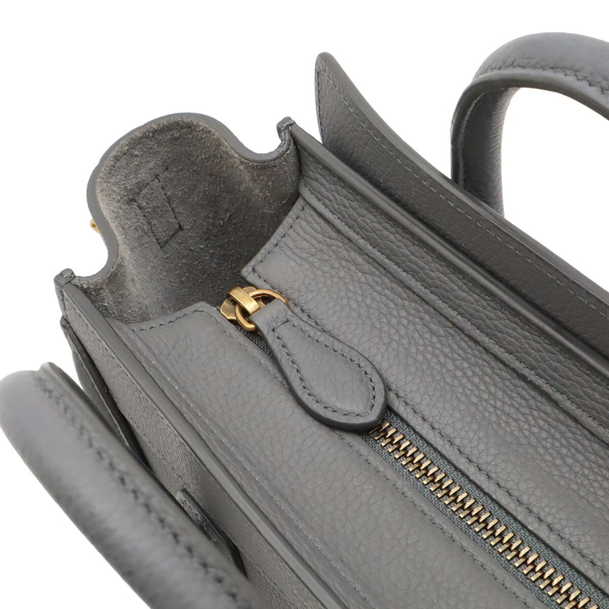 Celine Black Gray Leather Handbag Shoulder Bag (Pre-Owned)