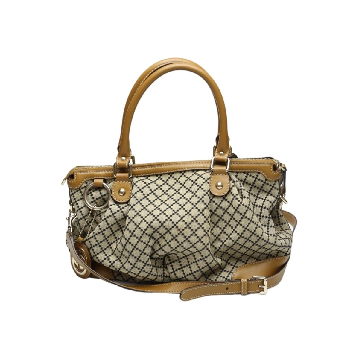Gucci Beige Brown Canvas Shoulder Bag Tote Bag (Pre-Owned)