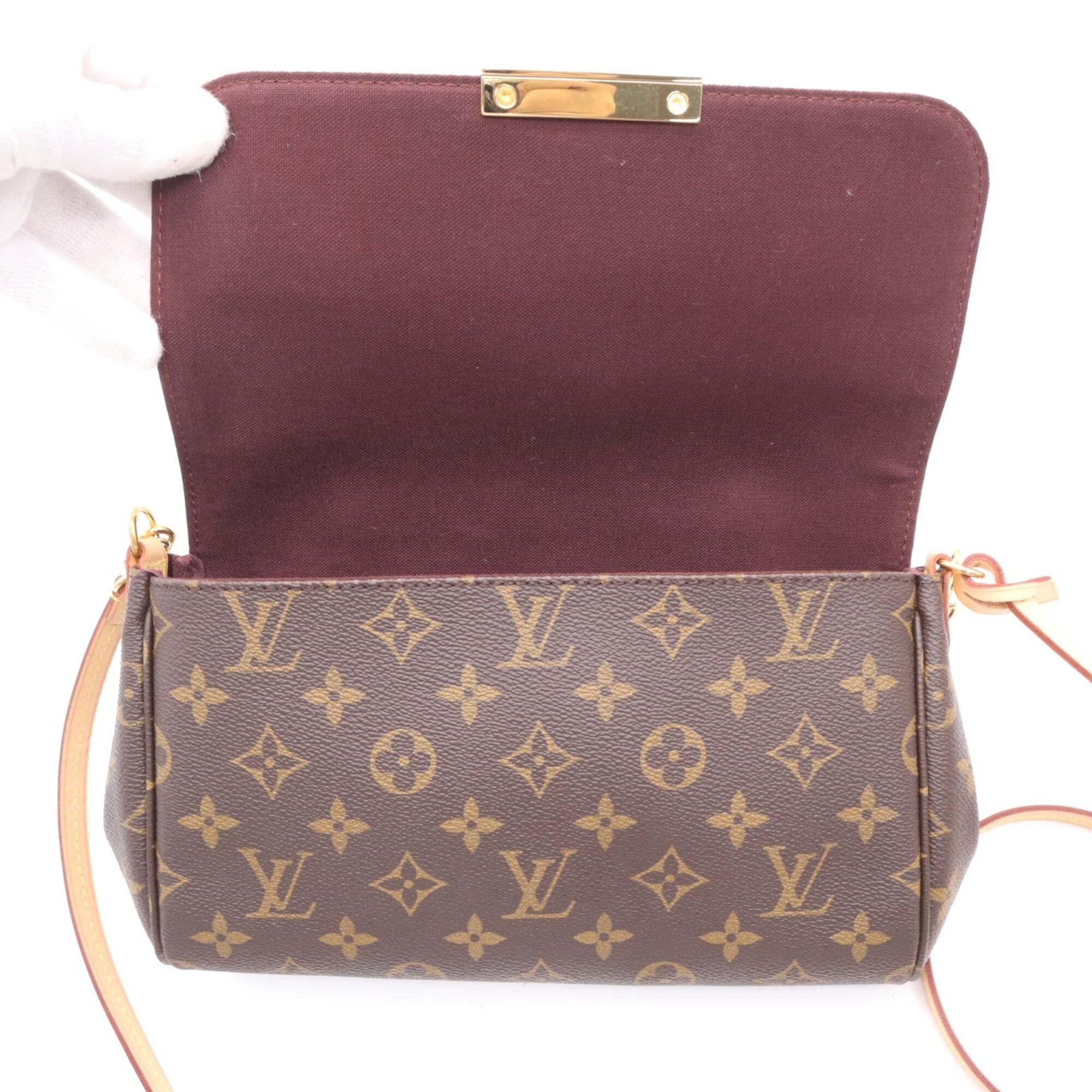 Louis Vuitton Beige Brown Coated Canvas Leather Shoulder Bag (Pre-Owned)