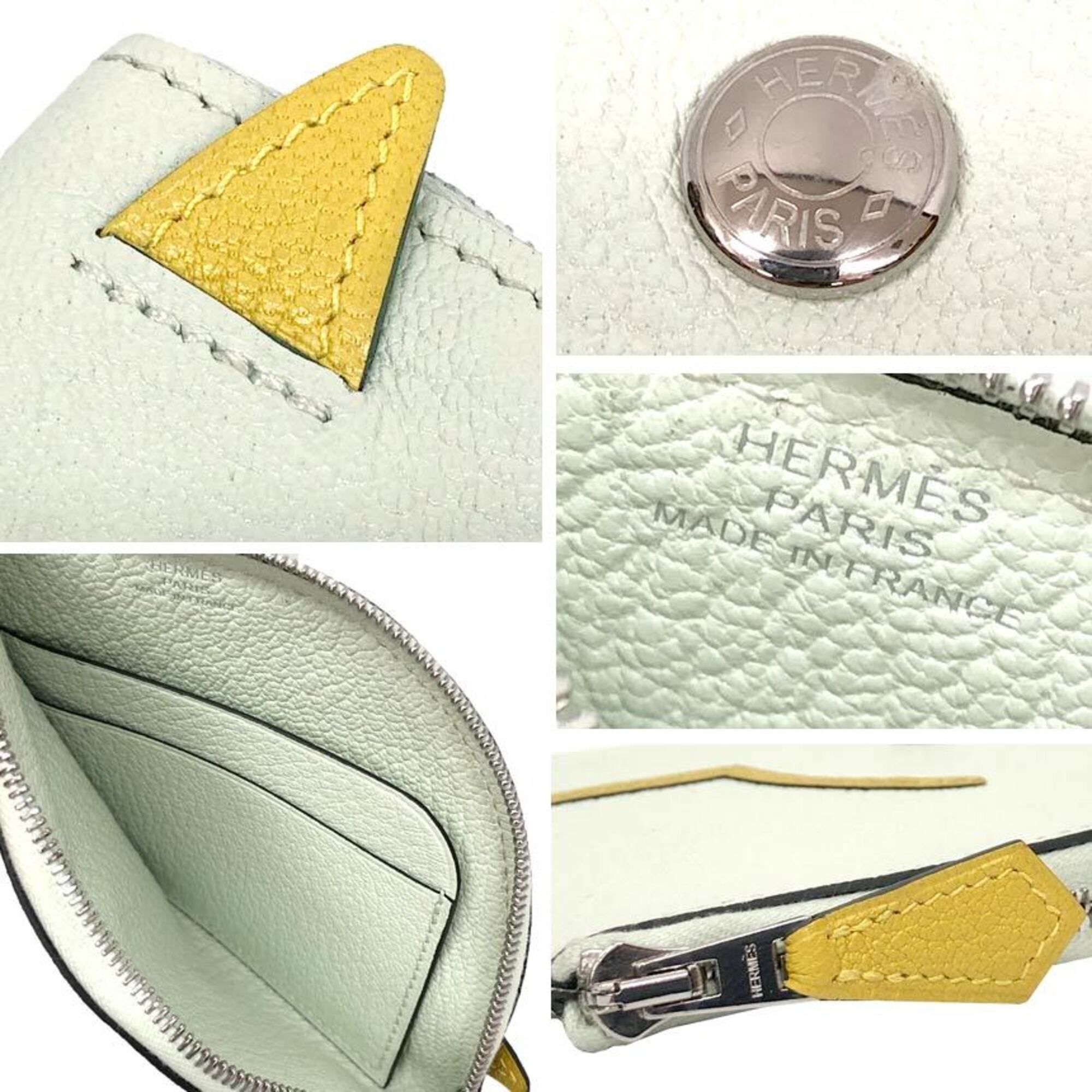 Hermes Green Chevre Myzore Leather Coin Purse/Coin Case (Pre-Owned)