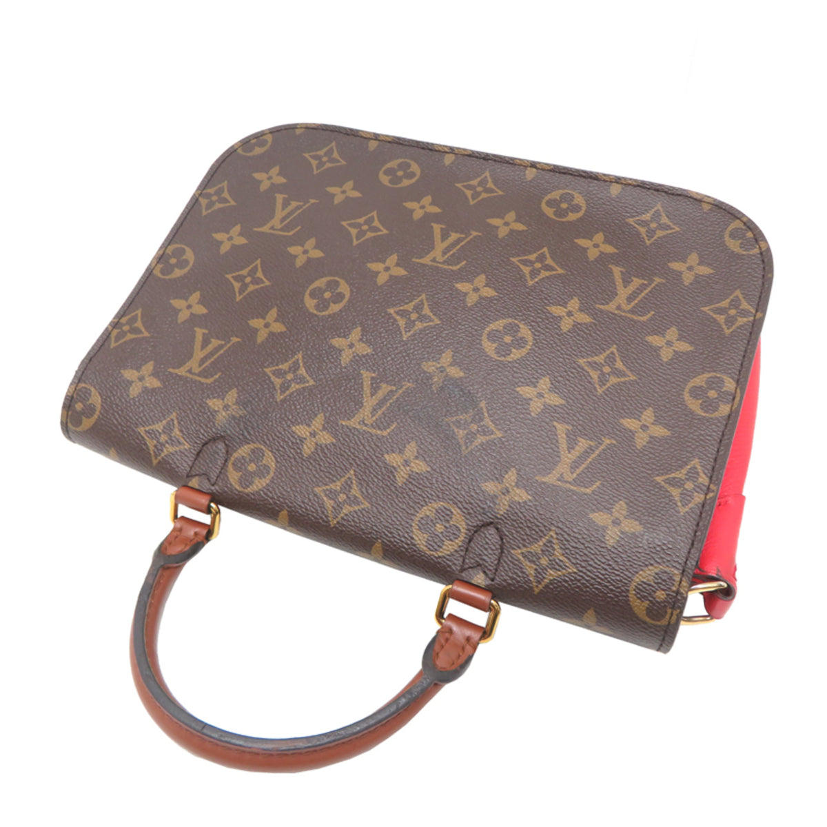 Louis Vuitton Brown Red Color Monogram Handbag (Pre-Owned)