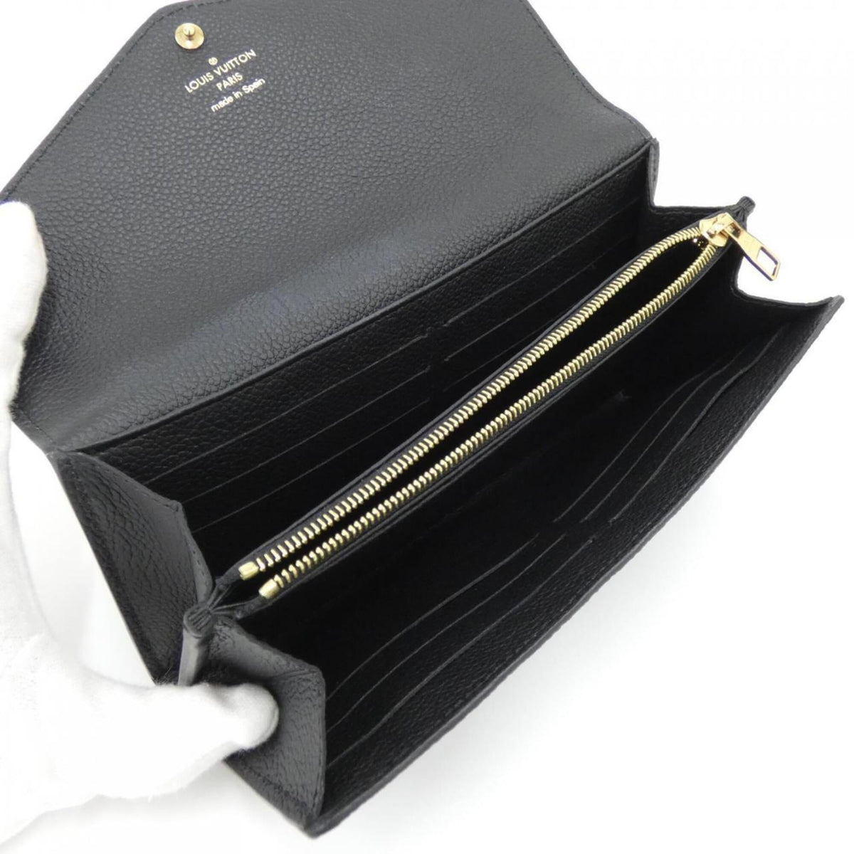 Louis Vuitton Black Leather Long Wallet (Bi-Fold) (Pre-Owned)