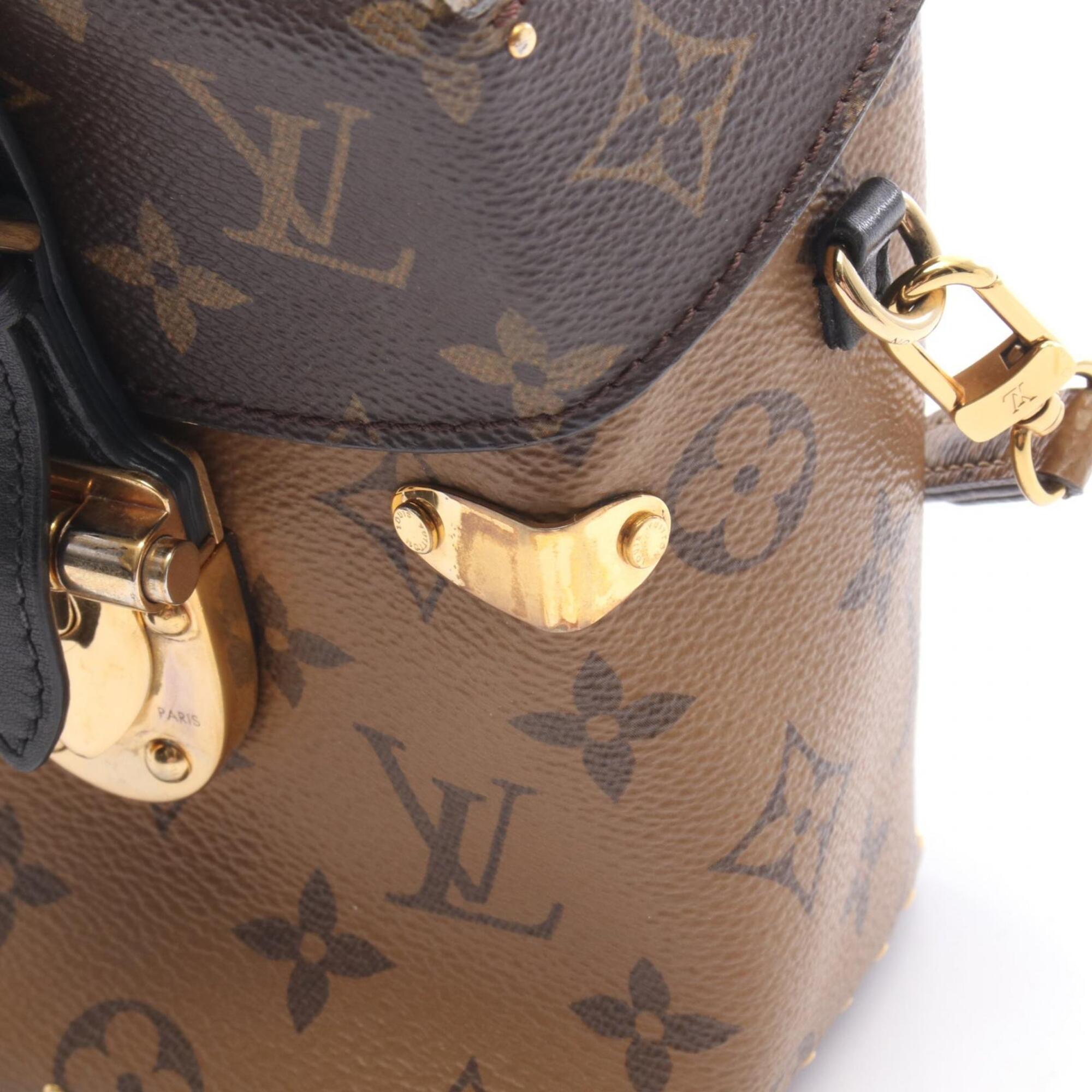 Louis Vuitton Black Brown Coated Canvas Leather Handbag (Pre-Owned)