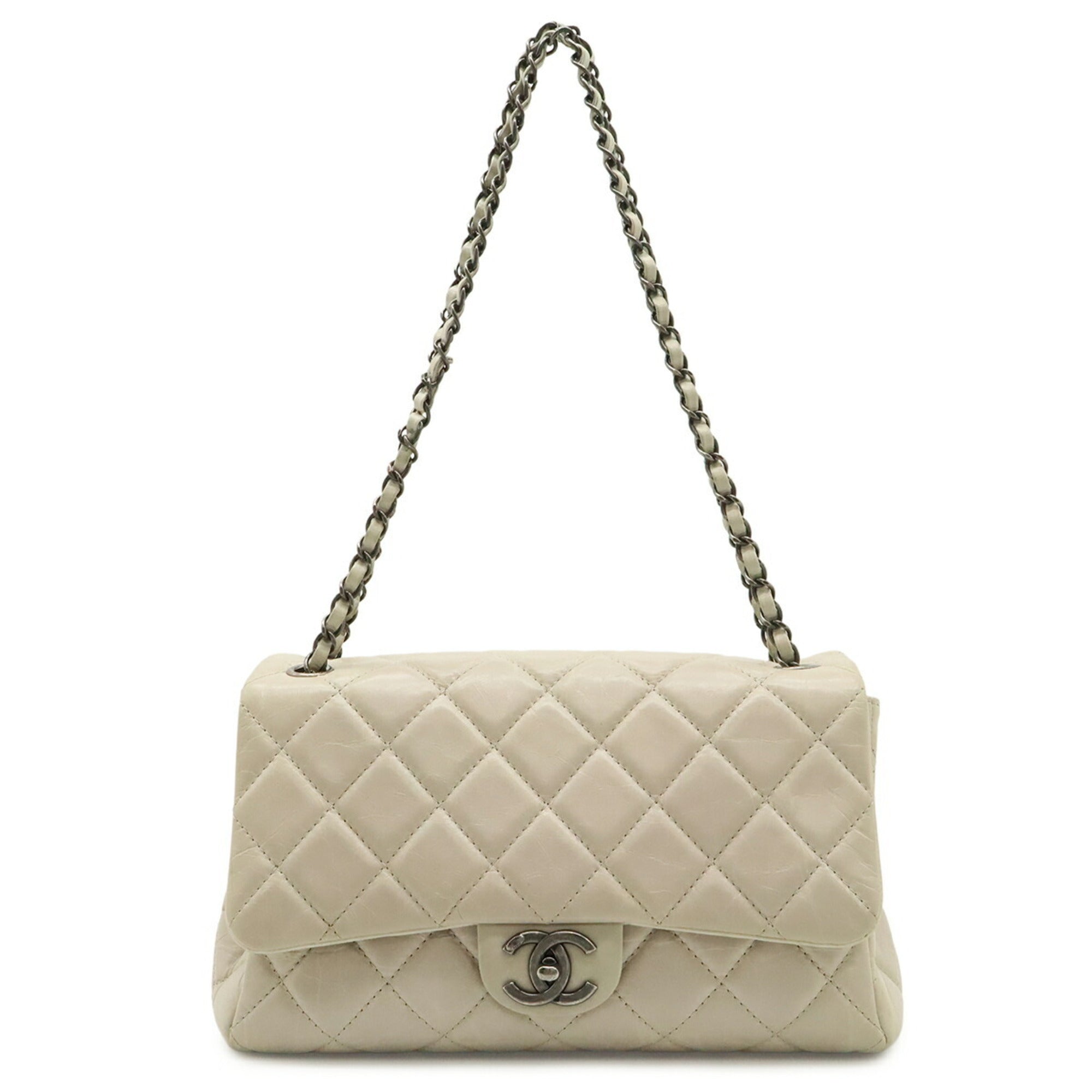 Chanel Matelasse Beige Sand Leather Shoulder Bag (Pre-Owned)