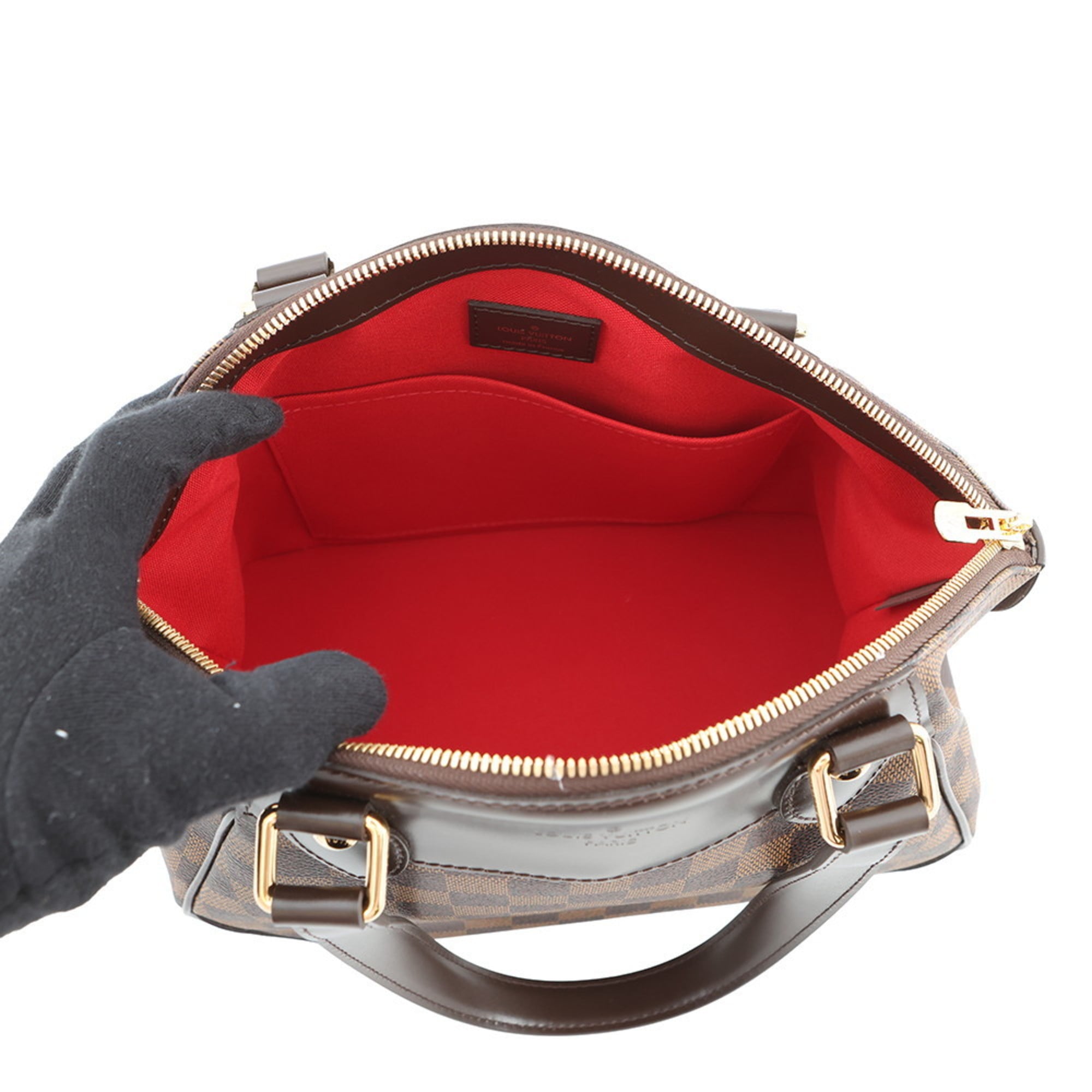 Louis Vuitton Damier Canvas Ebene Monogram Red Color Monogram Handbag (Pre-Owned)